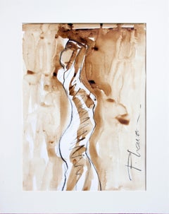 In the Shadow - original sepia drawing by Paula Craioveanu IN MAT