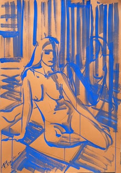 Nude on Chessed Floor - original large art by Paula Craioveanu