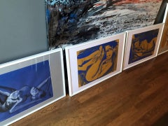 Blue Nude 2 - original ultramarine tempera on paper by Paula Craioveanu