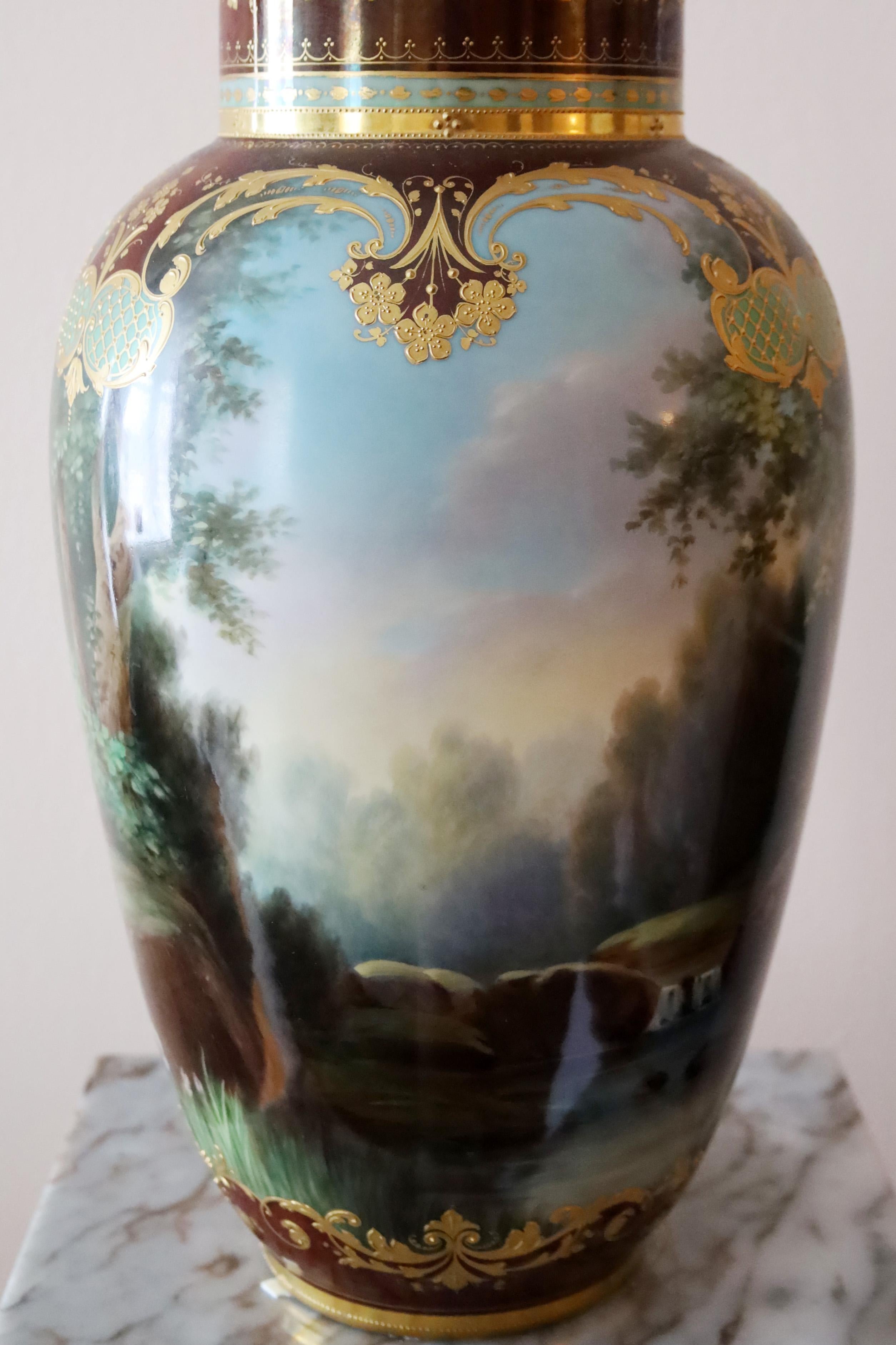 MONUMENTAL ROYAL VIENNA PORTRAIT VASE PORCELAIN HANDPAINTED 19TH CENTURY For Sale 1