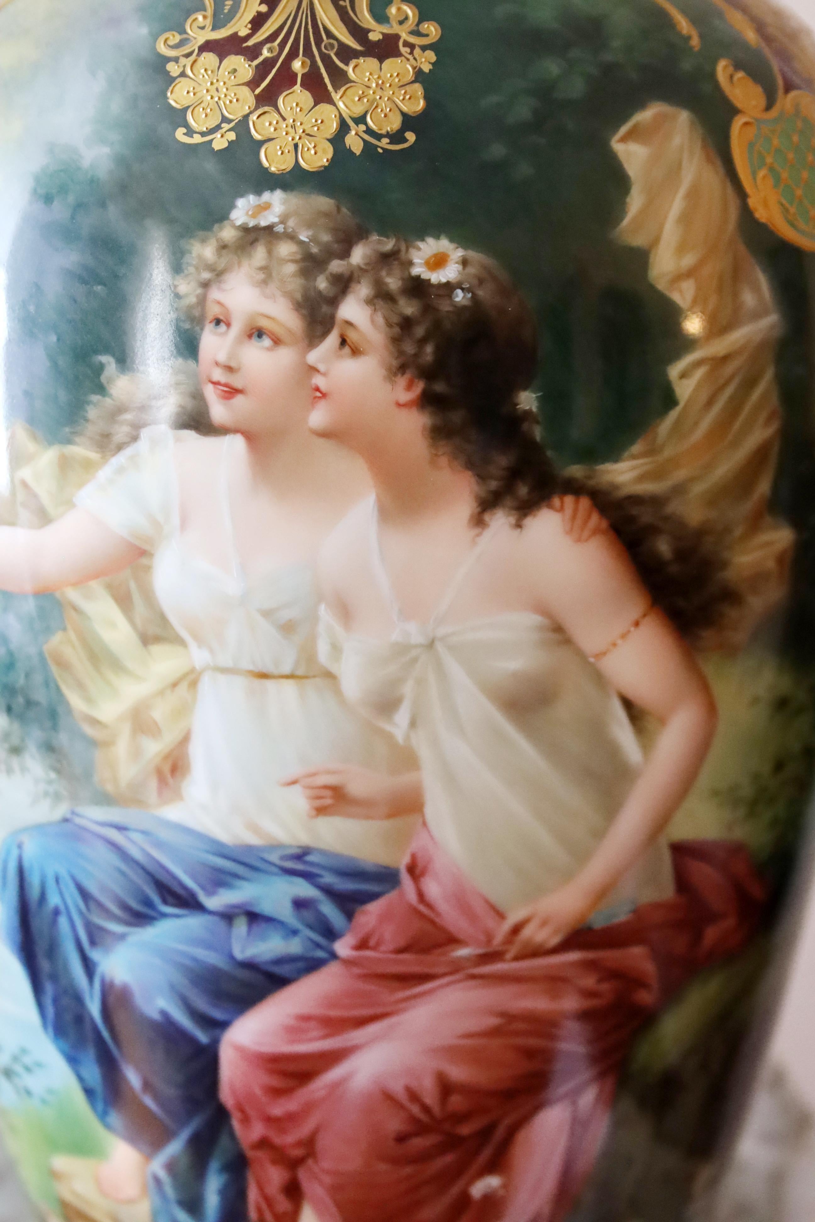 MONUMENTAL PORTRAIT ROYAL VIENNA VASE PORCELAIN FABRIQUÉ À LA Main 19ème SIÈCLE 6