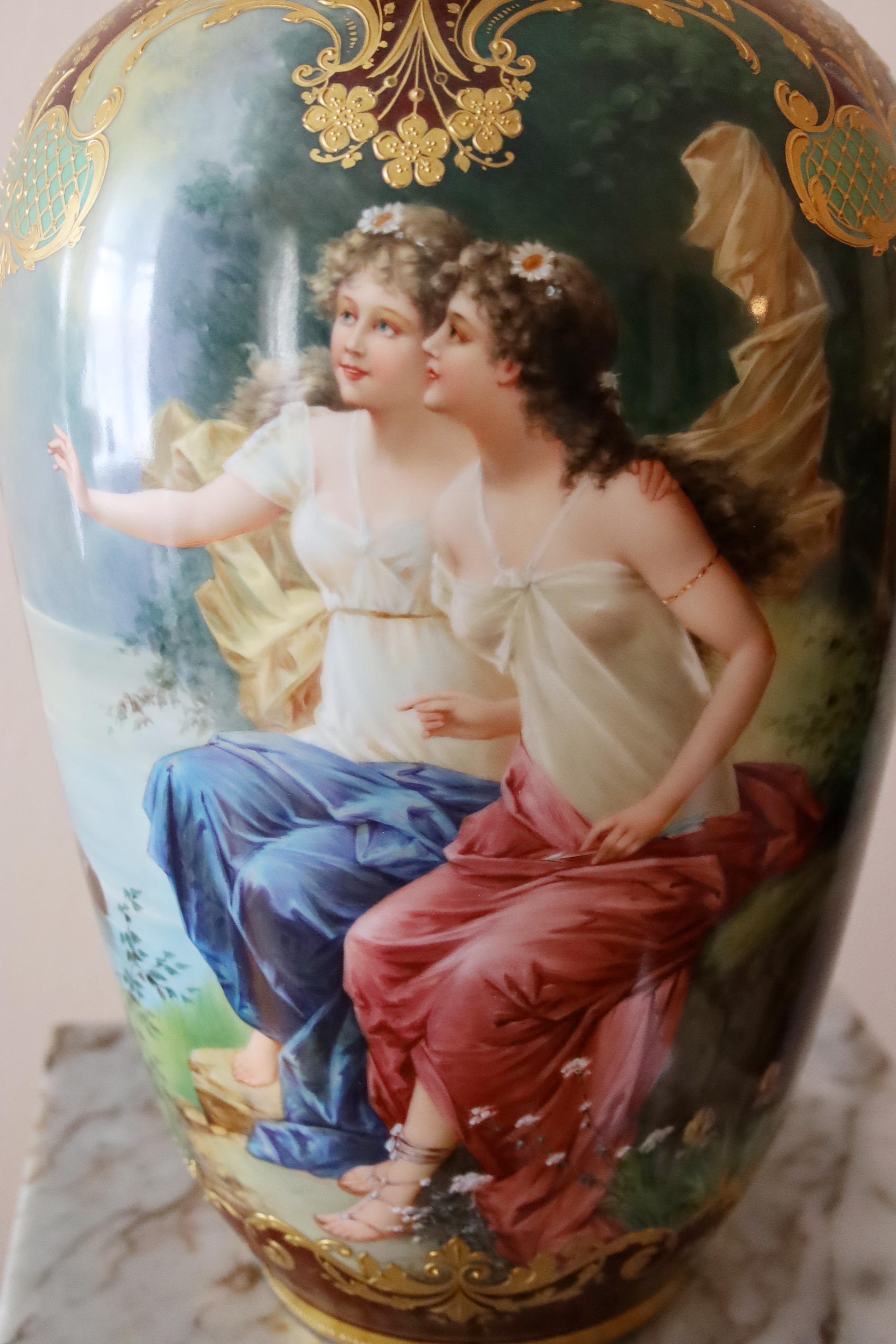 MONUMENTAL PORTRAIT ROYAL VIENNA VASE PORCELAIN FABRIQUÉ À LA Main 19ème SIÈCLE 5