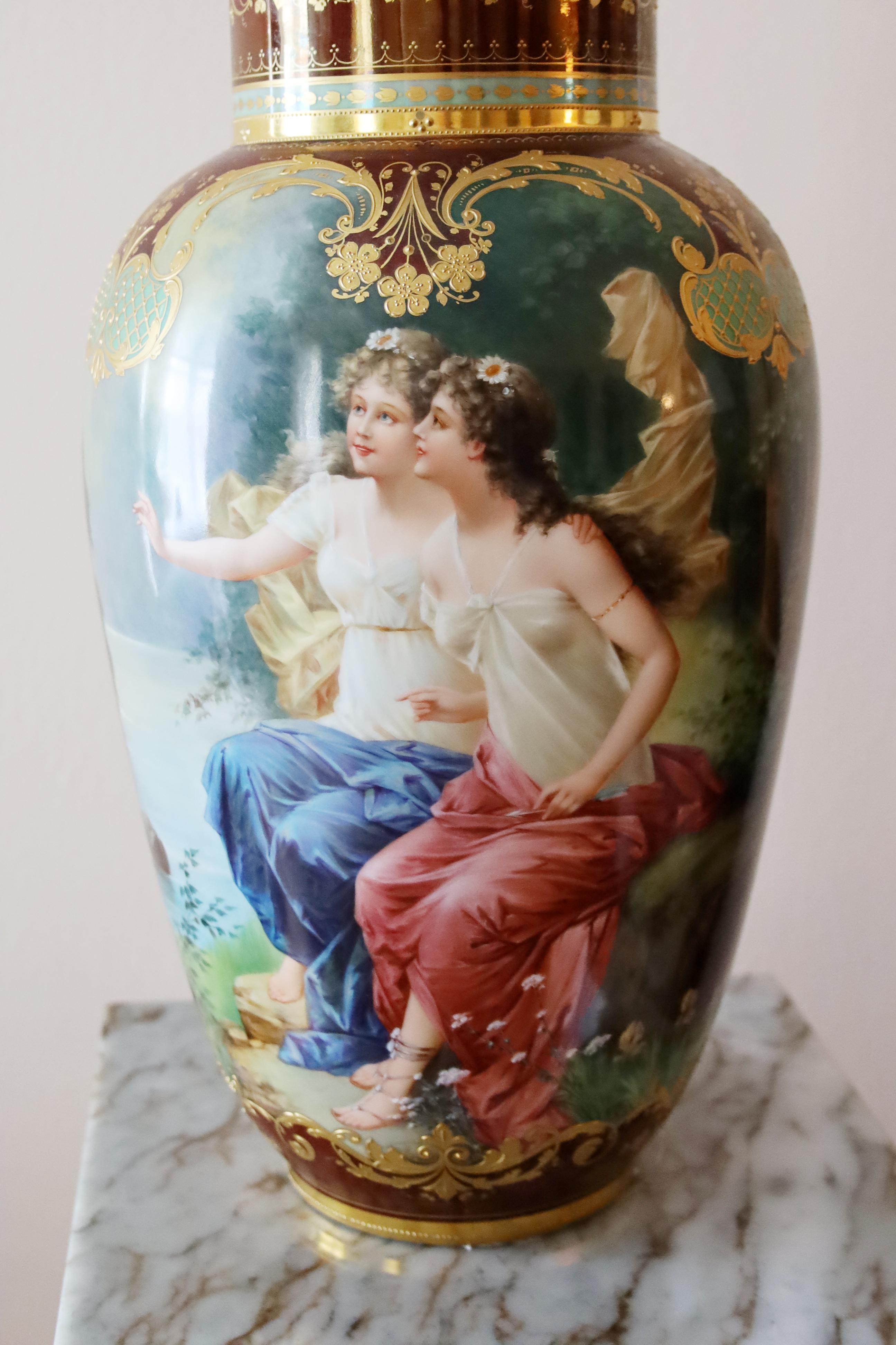 MONUMENTAL PORTRAIT ROYAL VIENNA VASE PORCELAIN FABRIQUÉ À LA Main 19ème SIÈCLE 4