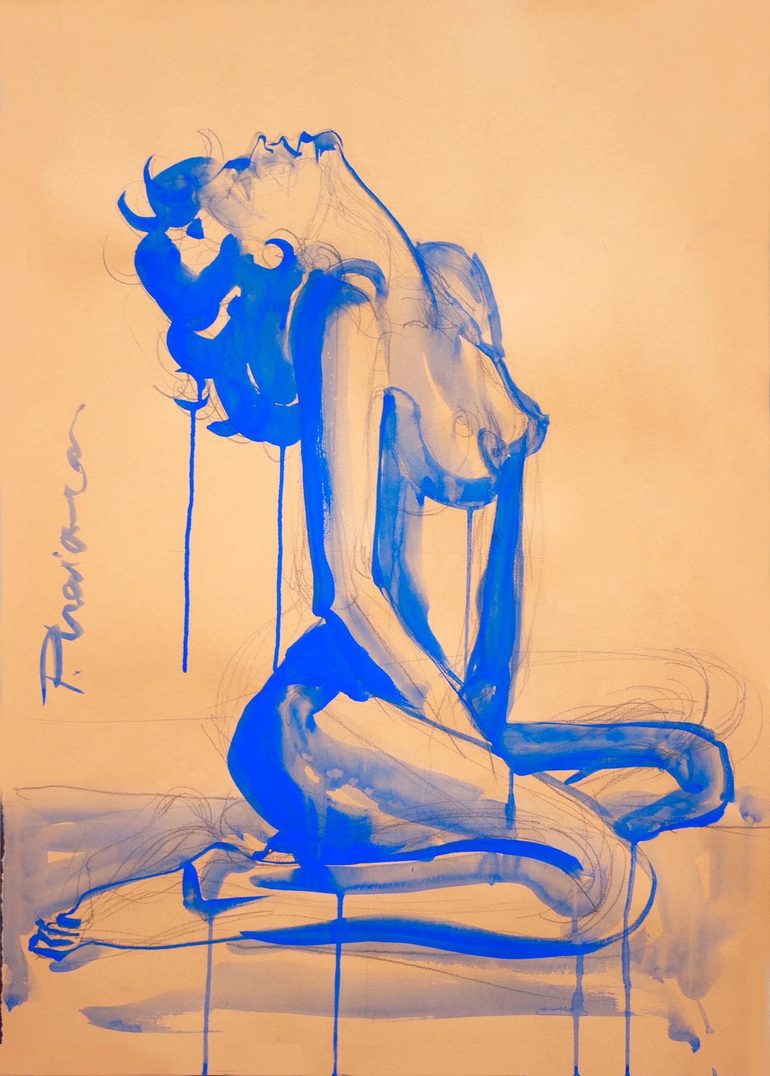 Part of my Nude series, inspired by Matisse. Ultramarine tempera on paper.
Shipped rolled in a tube, directly from the artist's studio. Shipping anywhere in the world, flat rate. Registered airmail.

Artist Statement
"I started by painting