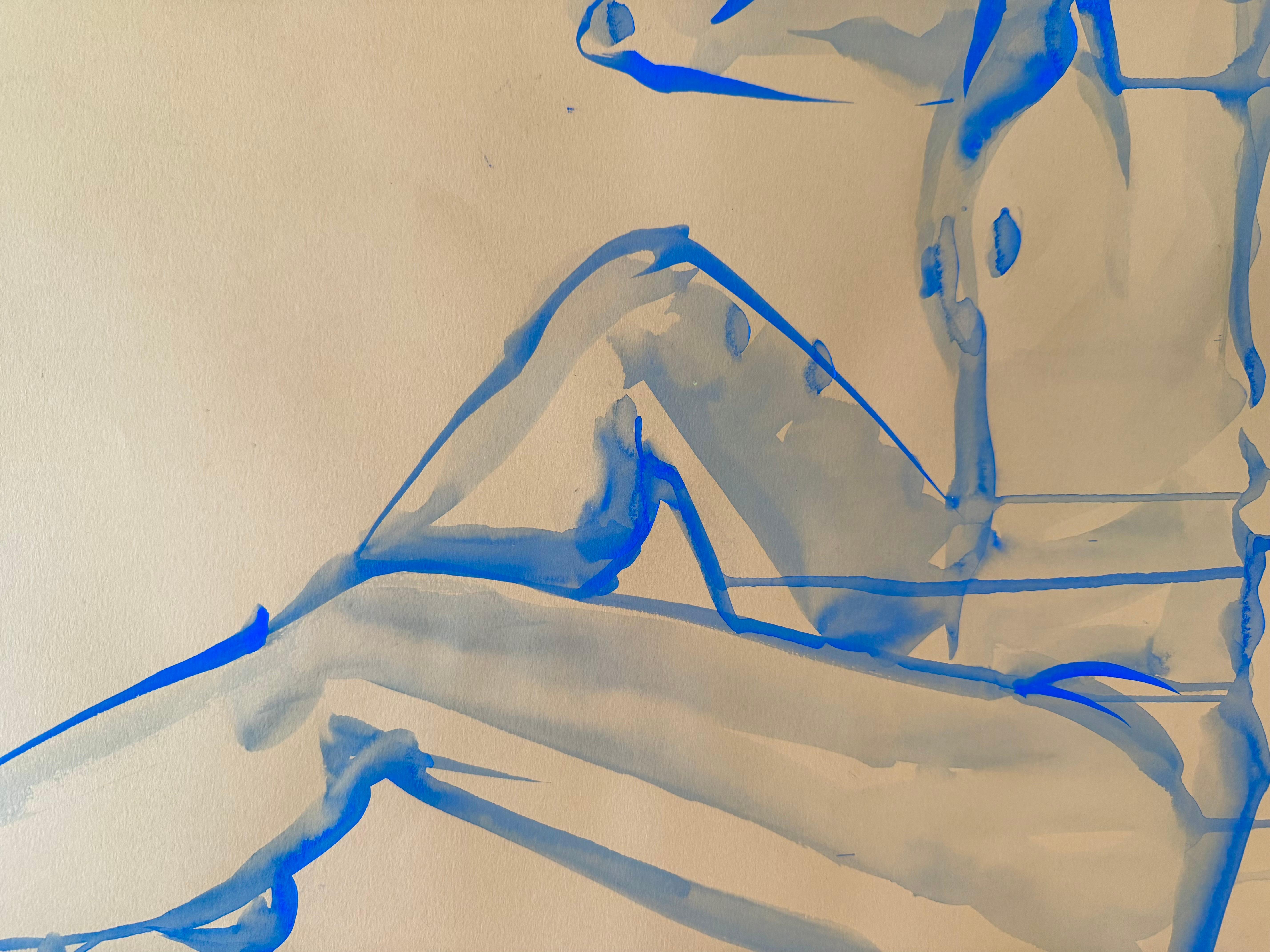 SIESTA - nudo originale ultramarino di grandi dimensioni di Paula Craioveanu ispirato a Matisse in vendita 4