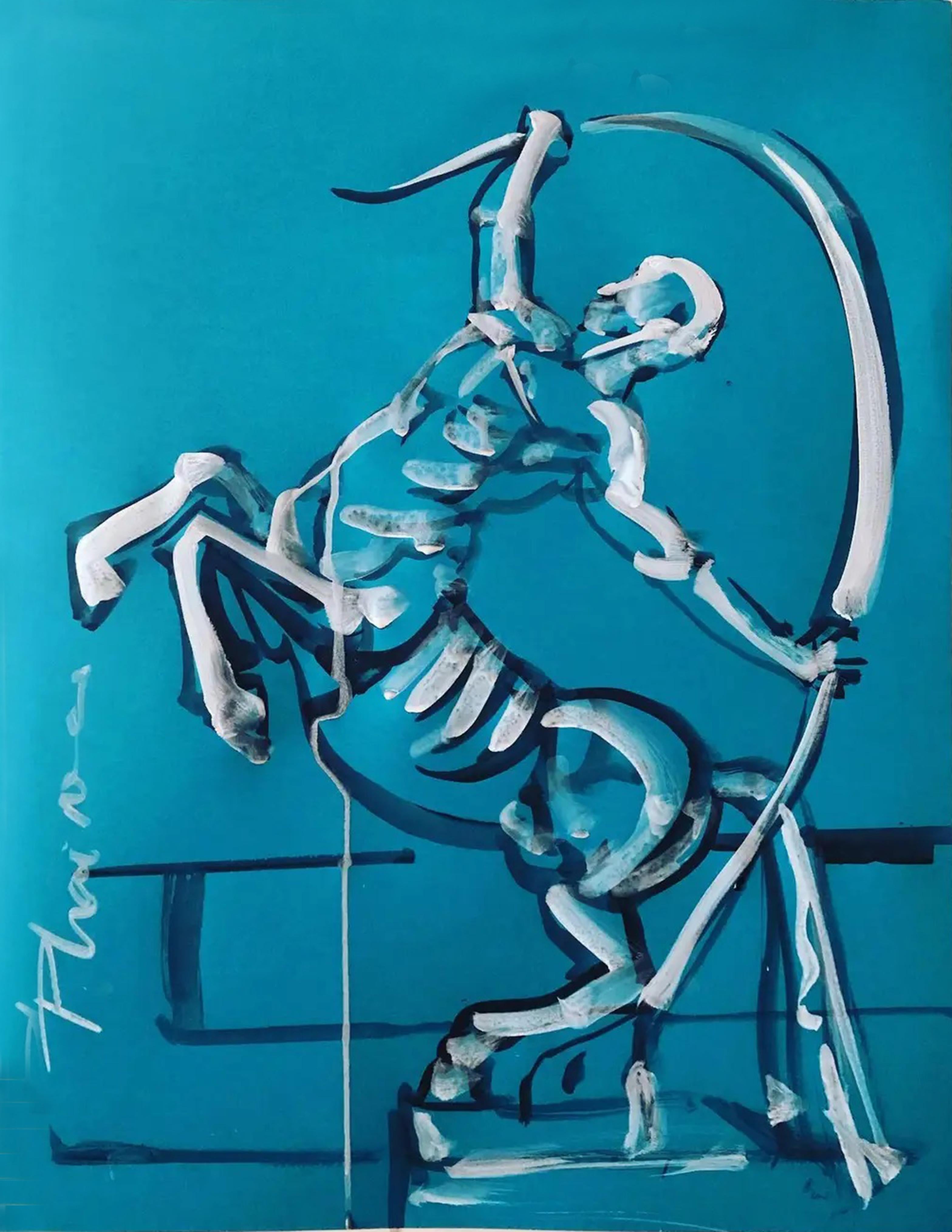 Zentaur
Teil der Serie Neo-Mythologie.

Größe: 27,5x70x19,5cm 
Zentaur ist eine mythologische Figur mit dem Oberkörper eines Menschen und dem Unterkörper und den Beinen eines Pferdes. In meinem Kunstwerk wird er kämpfend dargestellt.
Wie die
