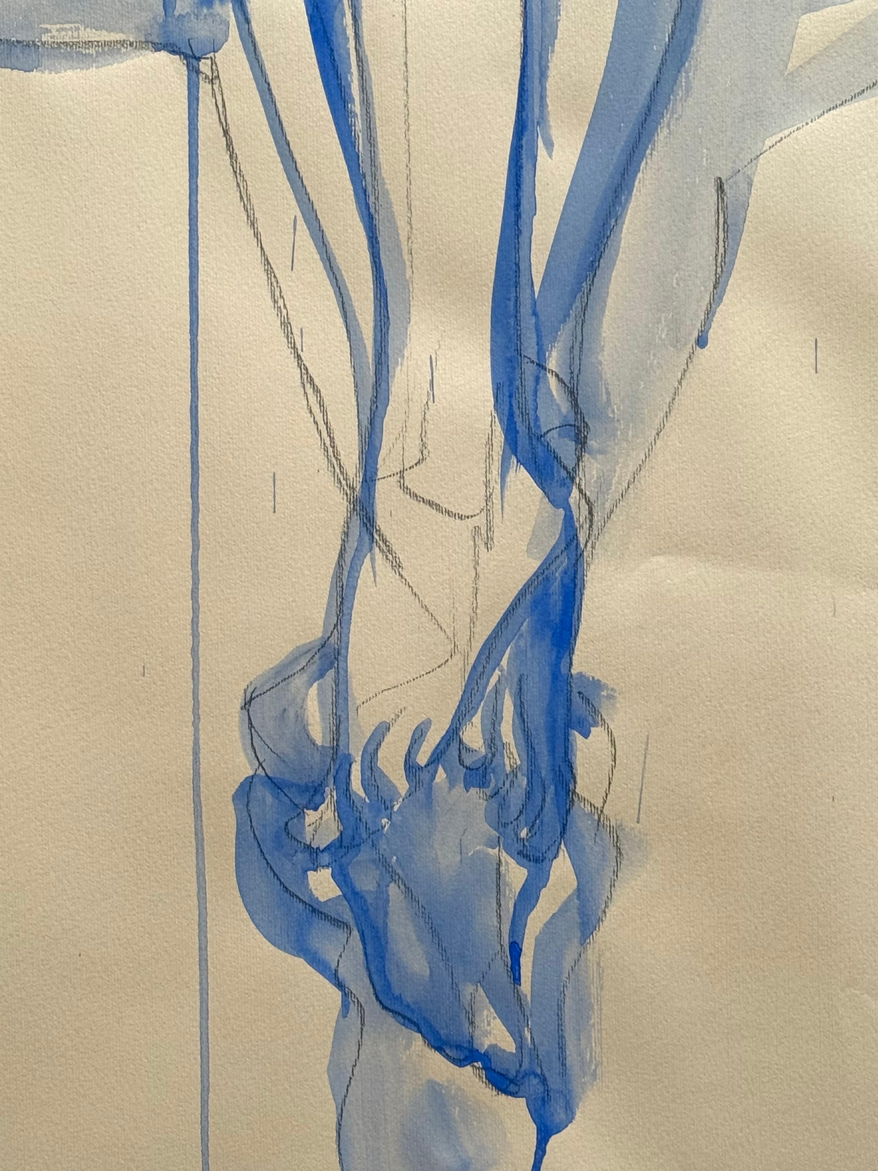 ENTANGLED- grand couple d'amour bleu original de Paula Craioveanu 39x27 pouces en vente 5