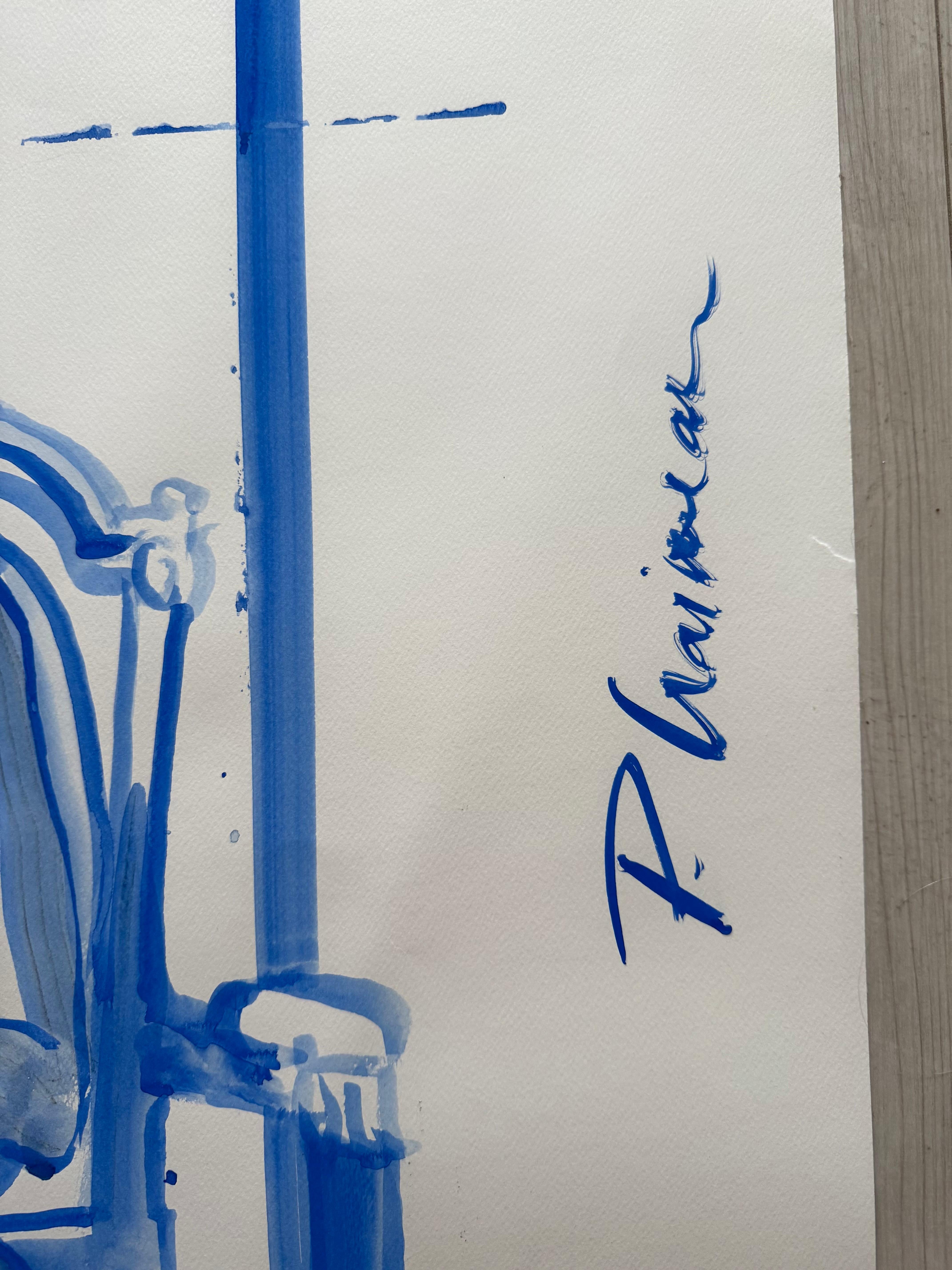 SILENCE - grand nu féminin bleu d'origine par Paula Craioveanu, 39 x 27,5 pouces en vente 5