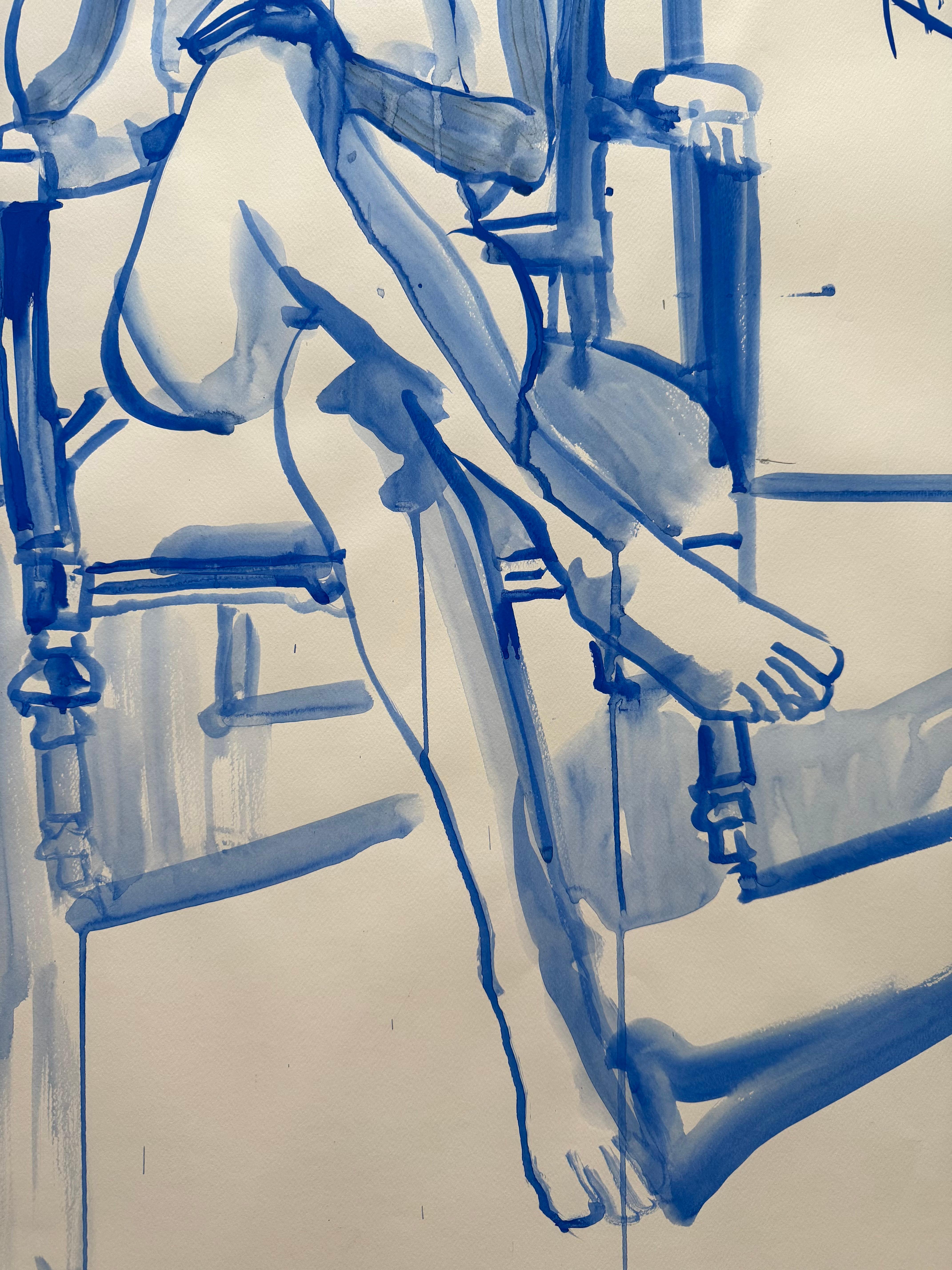 SILENCE - grand nu féminin bleu d'origine par Paula Craioveanu, 39 x 27,5 pouces en vente 8