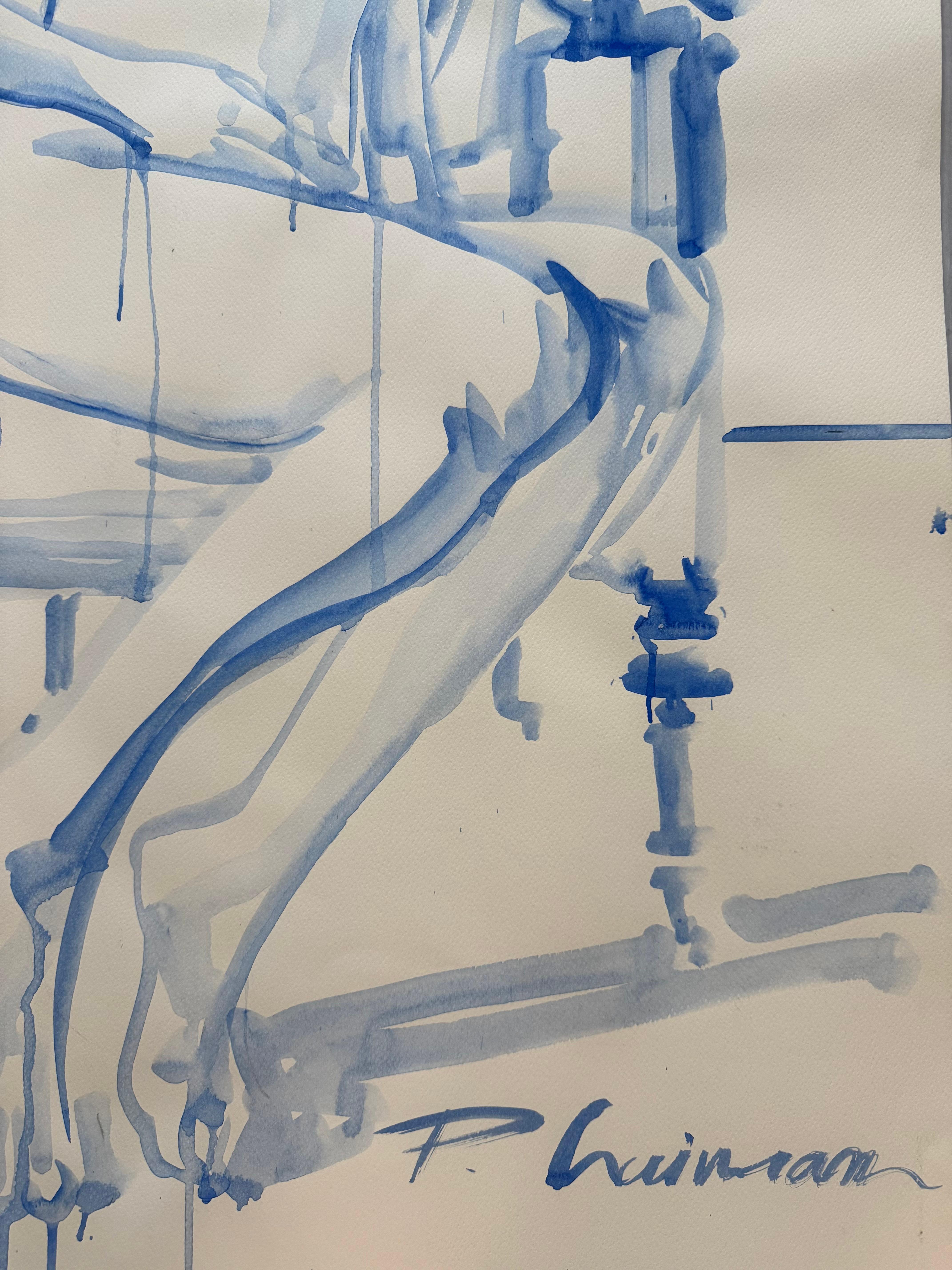 Summertime - grand nu bleu original de Paula Craioveanu, 39 x 27 pouces en vente 4