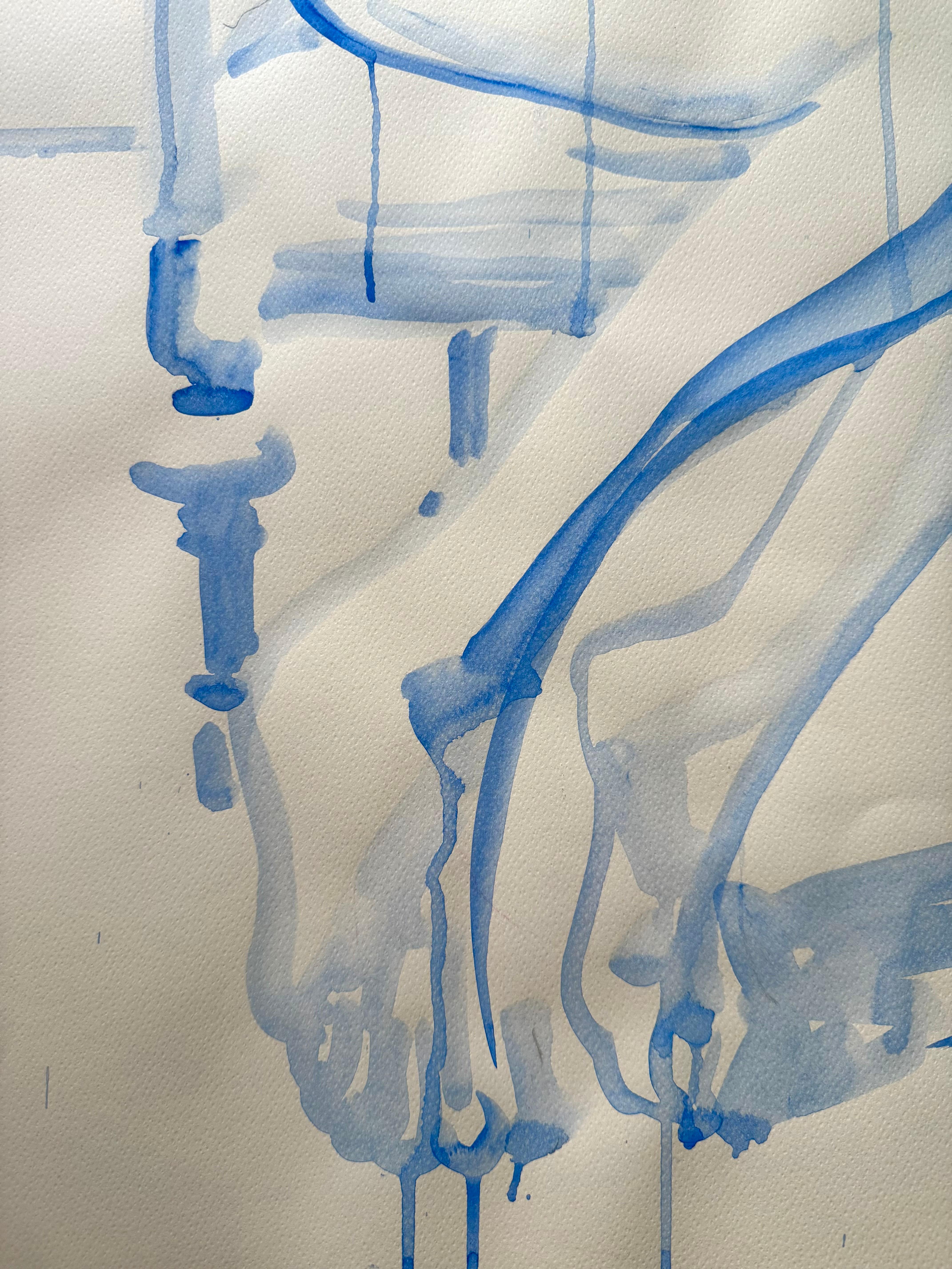 Summertime - grand nu bleu original de Paula Craioveanu, 39 x 27 pouces en vente 7