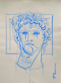 BLUE GOD original art Paula Craioveanu Neo Mythology