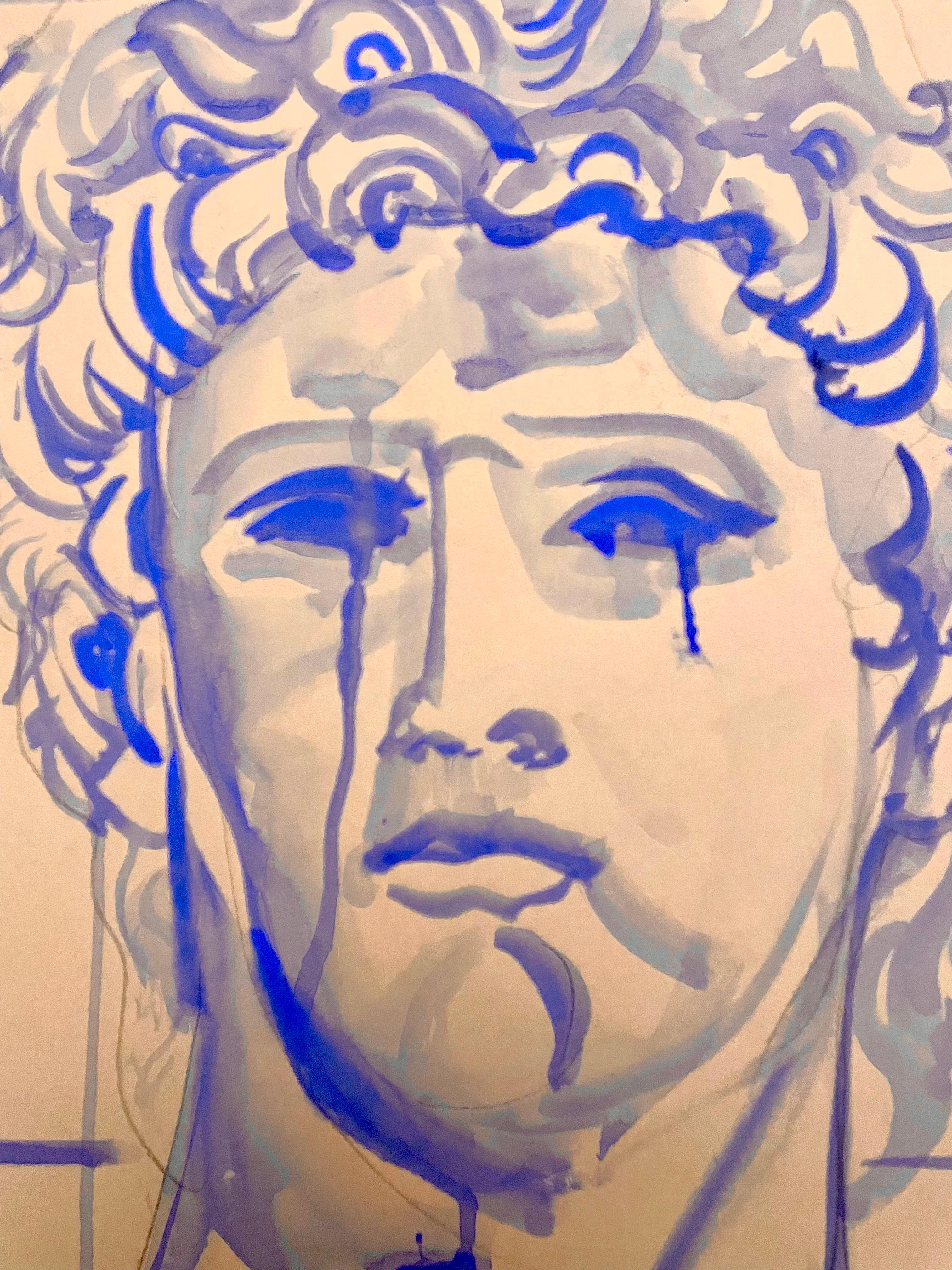 BLUE GOD original art Paula Craioveanu Neo Mythology 1