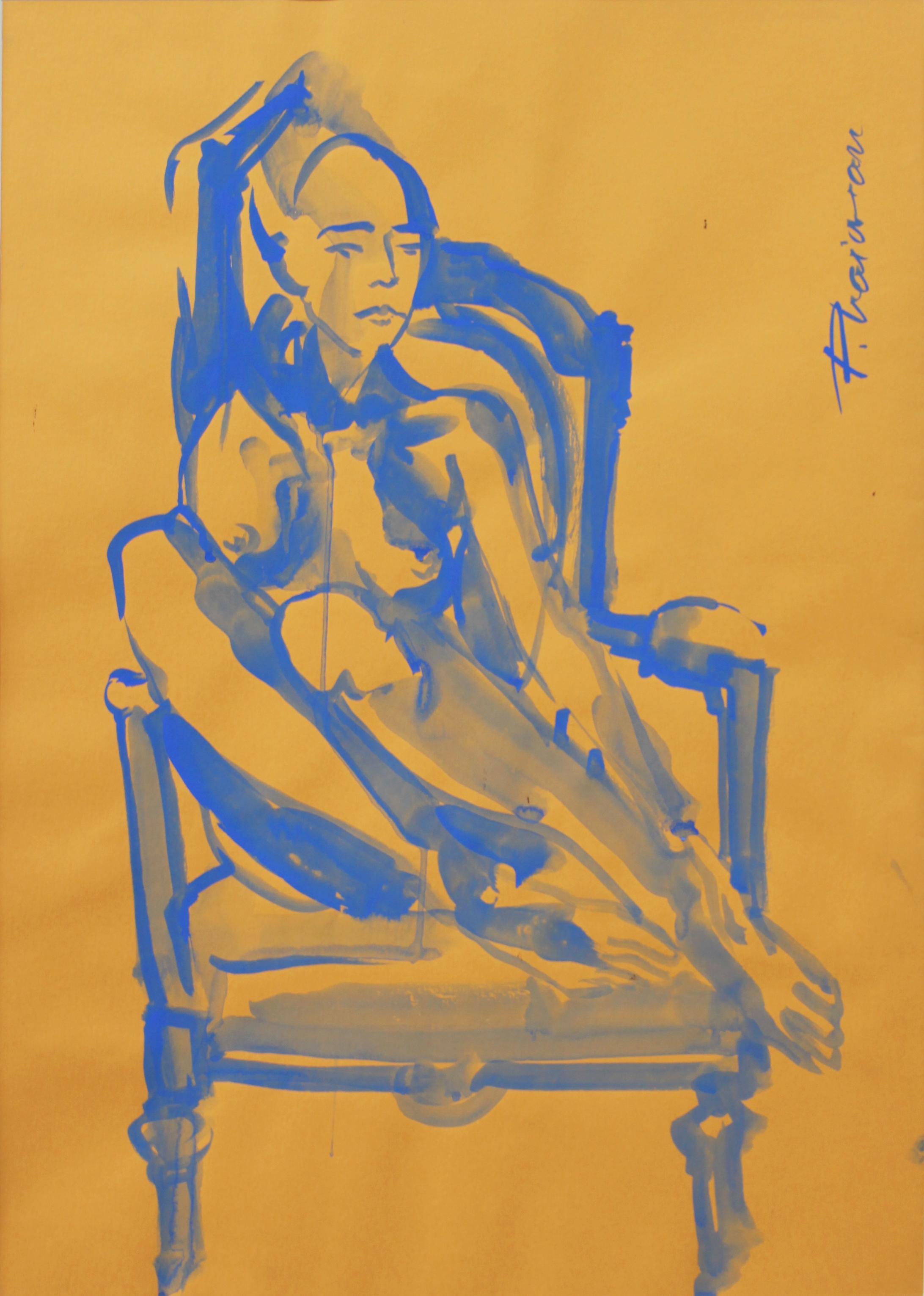 Seating on Armchair 1, nude, pencil and tempera on paper, inspired by Matisse.
Part of Nude in Interior series.
Shipped rolled in a tube, directly from the artist's studio.
In mat and framed as they were in the February exhibition, for display