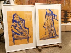 Sentada en el sillón 1 -desnudo femenino original de Paula Craioveanu inspirado en Matisse