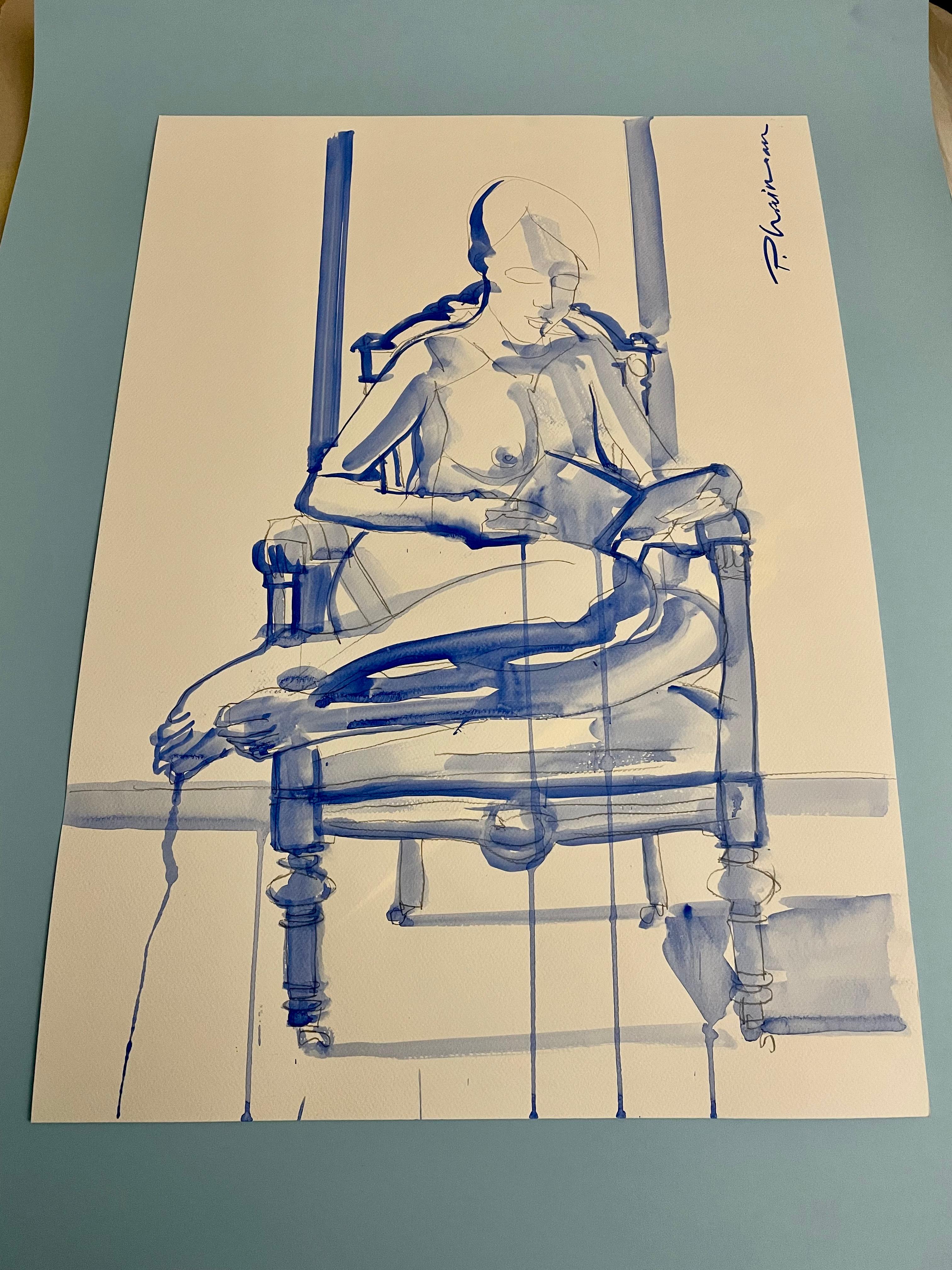 Sitzmöbel auf Sessel 2 original weiblicher Akt von Paula Craioveanu inspiriert Matisse im Angebot 1