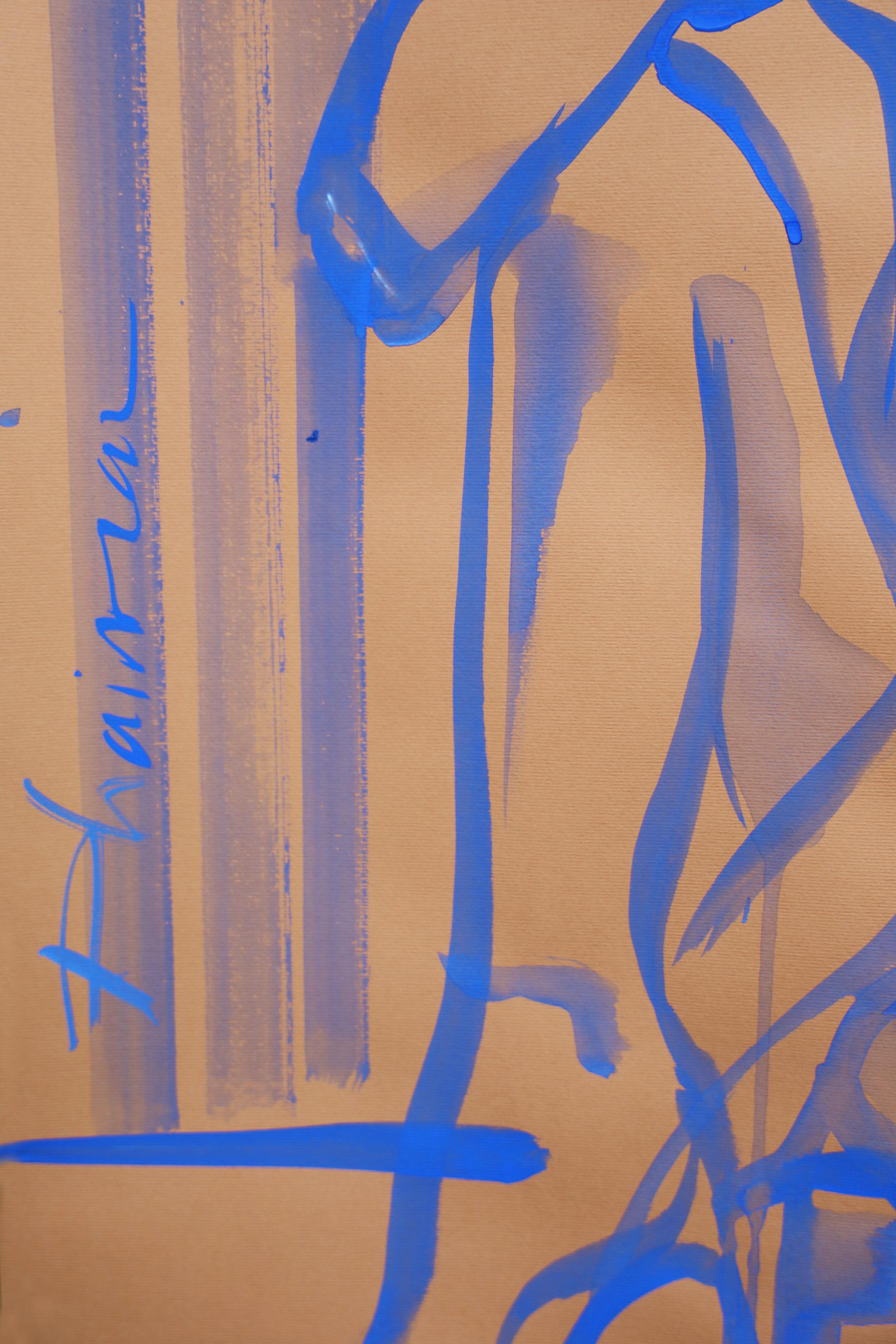 Self Love - Blue Nude original female nude by Paula Craioveanu inspired Matisse For Sale 1