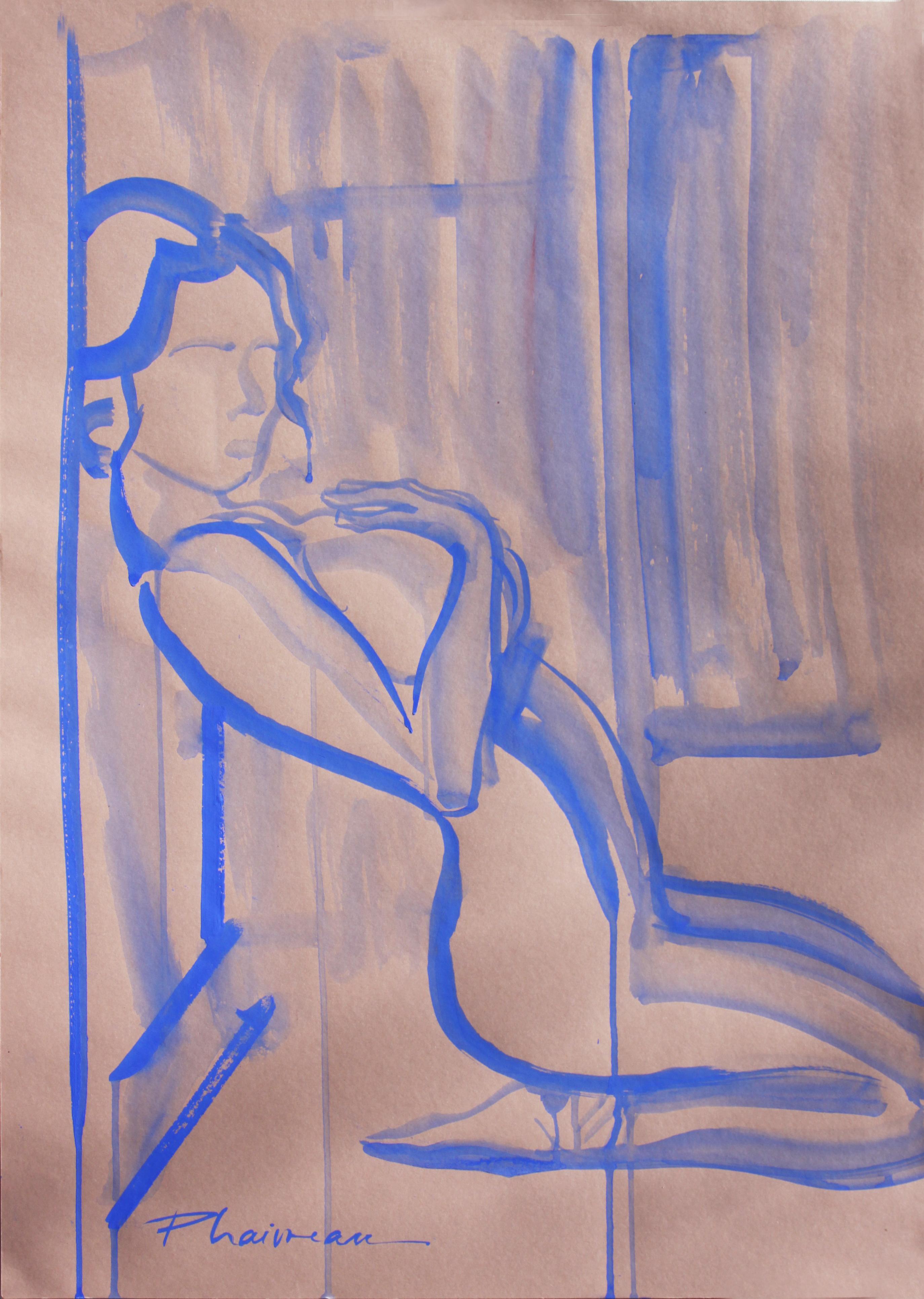 "Desire", nude, ultramarine tempera on colored paper, inspired by Matisse.
Part of Nude in Interior series.

Shipped rolled in a tube, directly from the artist's studio.


1st dibs offers free shipping for certain items, check this offer:
" Enjoy