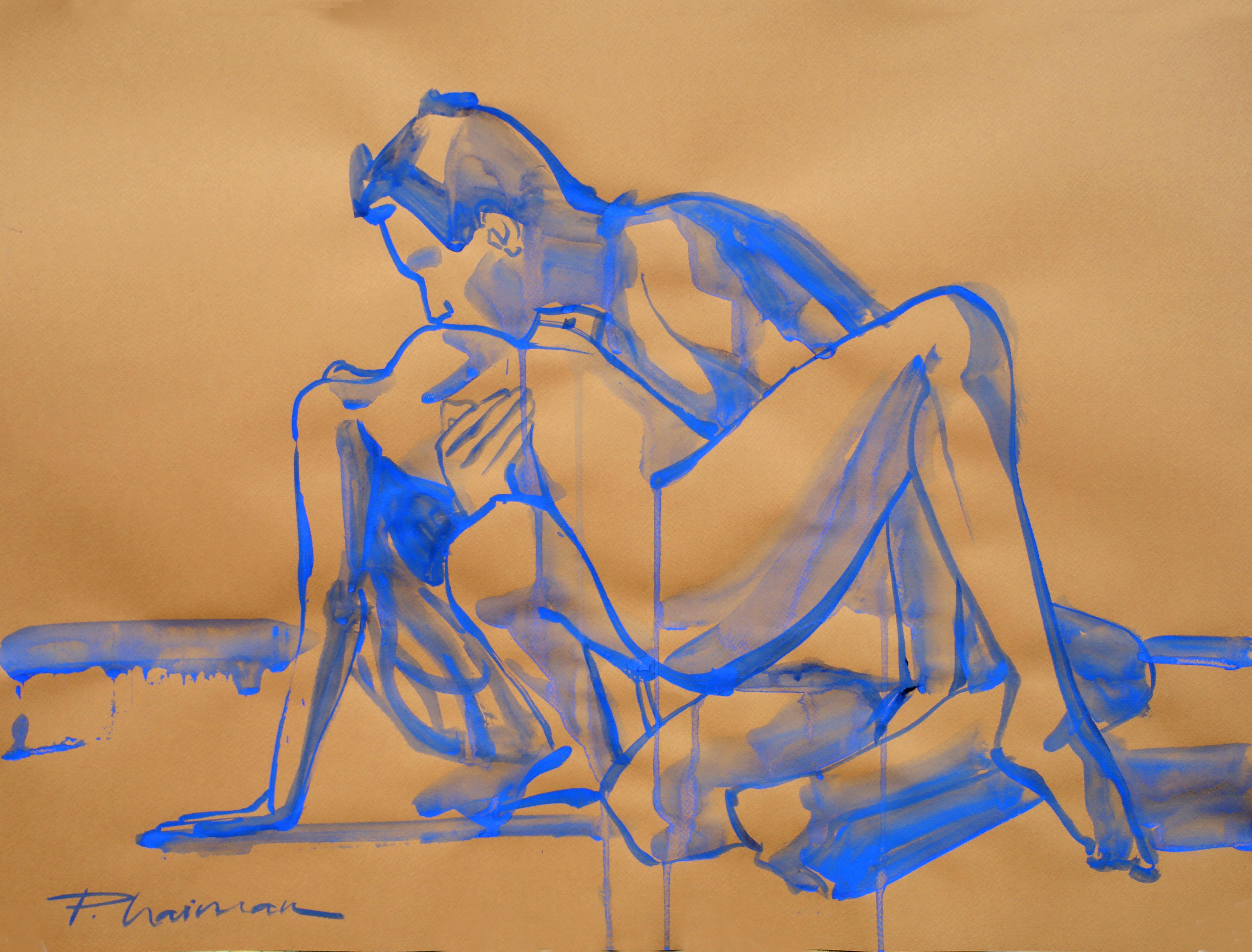 “Love is in the Air”
Nude couple in embrace.
Original drawing with blue ultramarine tempera  on paper.
Size 27.5x19.5in / 70x50cm . 

Shipped rolled in a tube, well packed.

Get free shipping with 1stdibs code.




