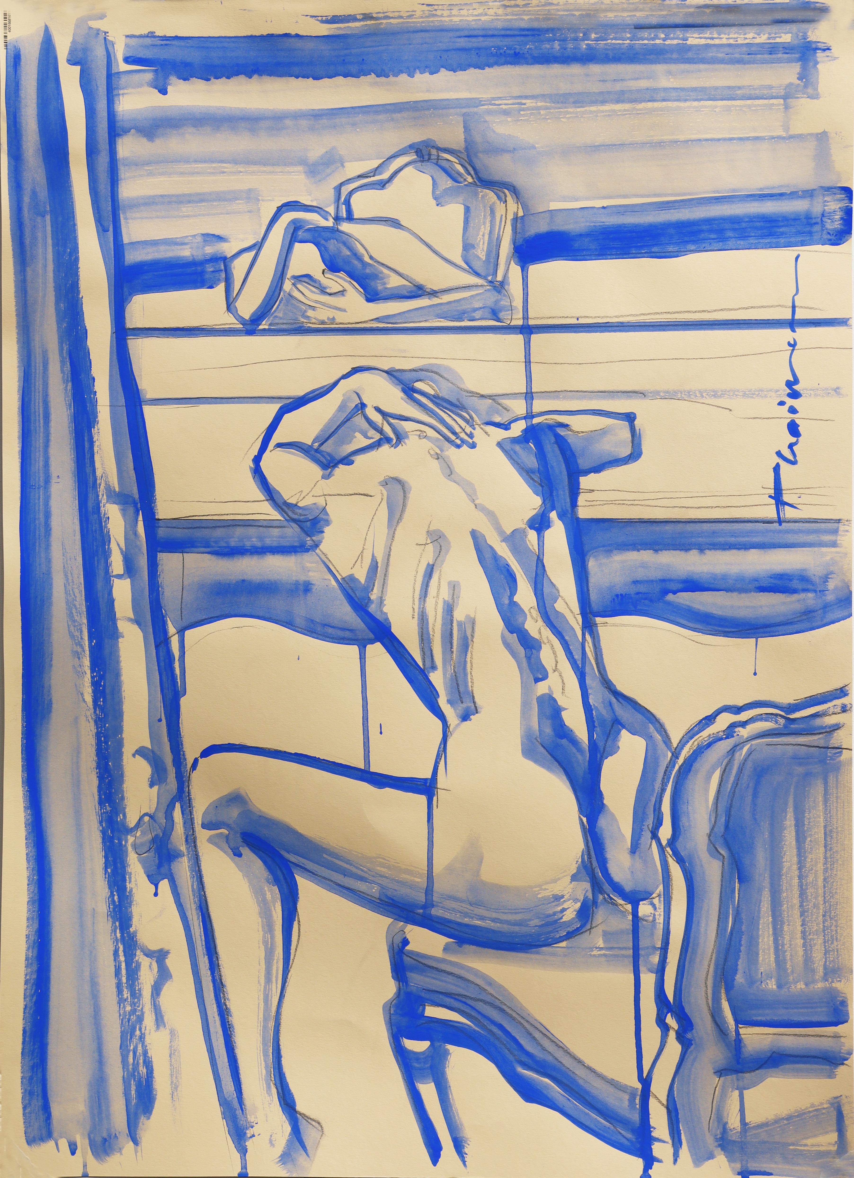 "Blues"

Female Nude, part of "Nude in Interior" series, inspired by Matisse.
Ultramarine tempera on colored paper.
 Size 27.5x19.5in / 70x50cm . 



See the other nudes from the same series.
Shipped rolled in a tube.

Get free shipping with 1stdibs