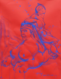 La Esfinge azul ultramarino original Neo Mitología  por Paula Craioveanu 
