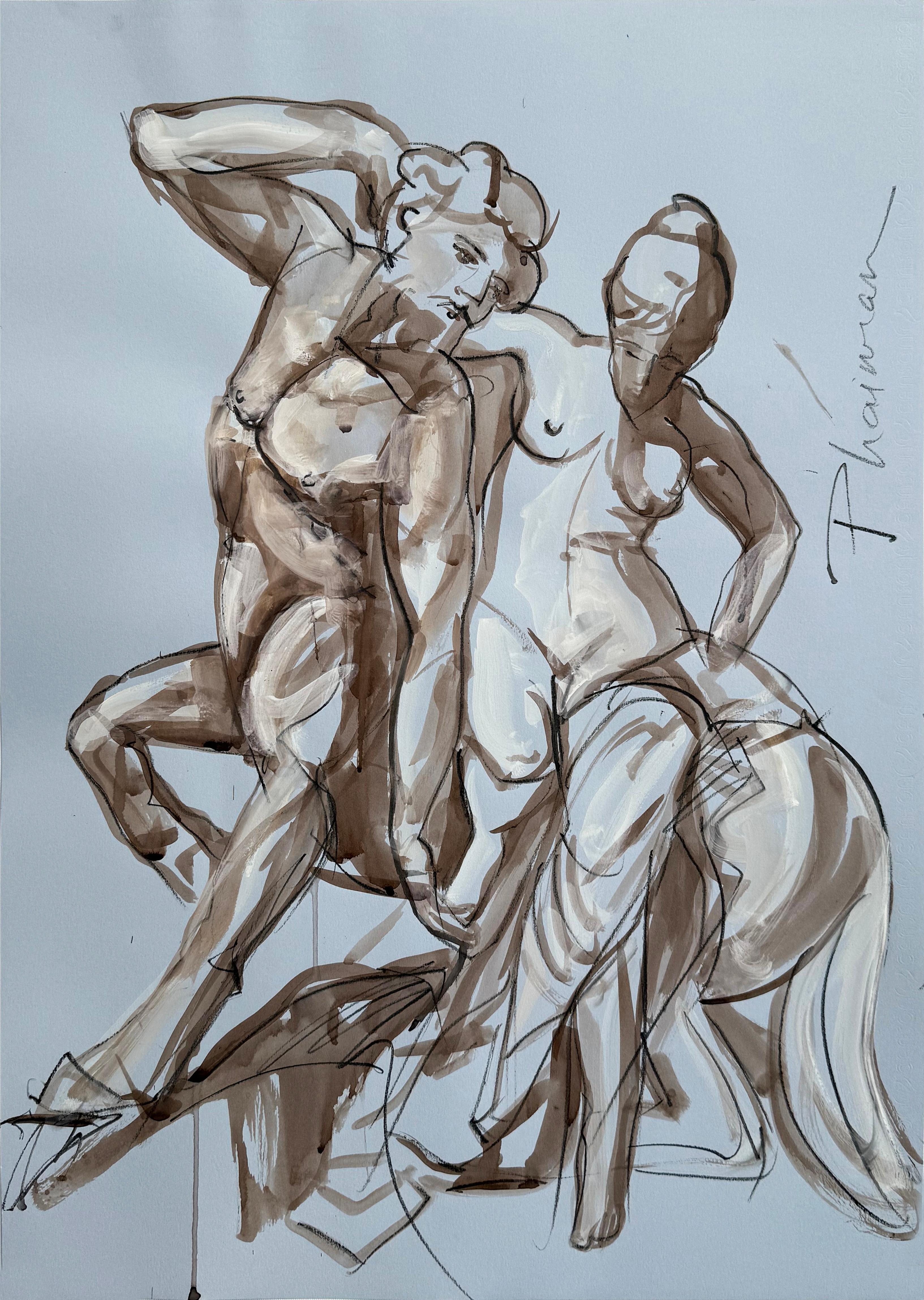 CENTAUR und NYMPH Neo-mythologie  Tinte von Paula Craioveanu