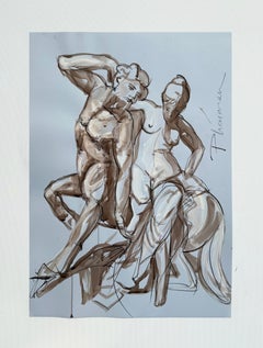 CENTAUR and NYMPH Neo Mythology  ink by Paula Craioveanu