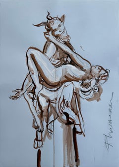 SATYR and NYMPH Neo Mythology  ink by Paula Craioveanu
