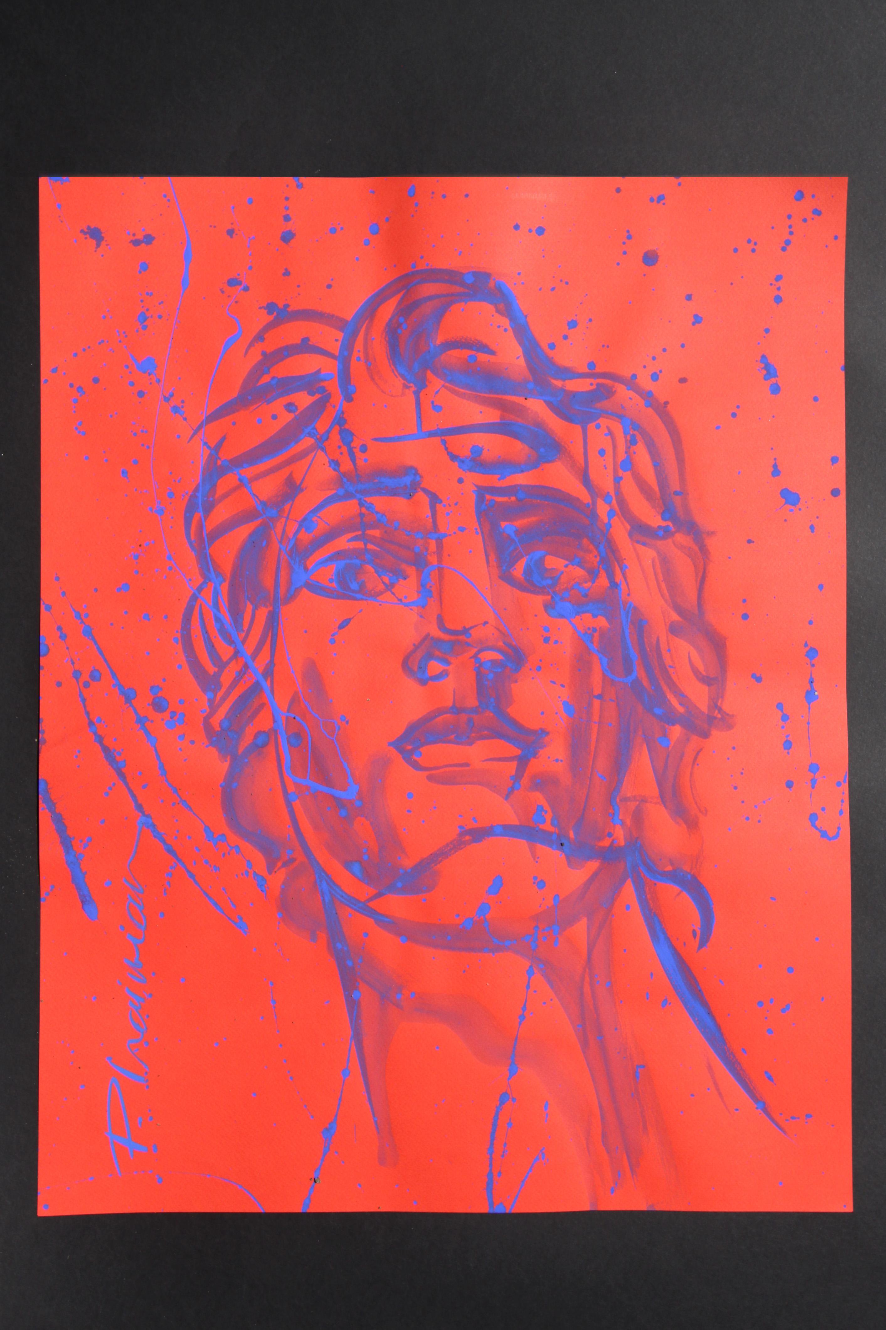 Blue Apollo original blue ultramarine Neo Mythology inspired by Andy Warhol - Art by Paula Craioveanu
