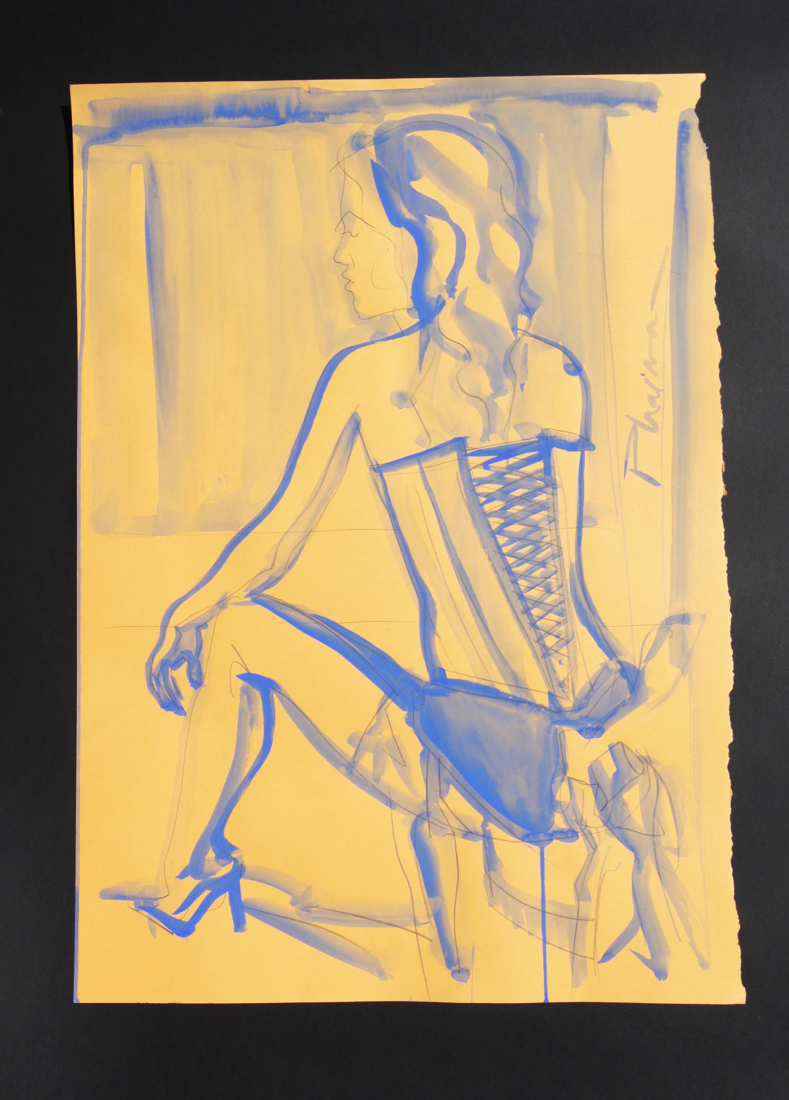 Ballerina 2 – Tempera auf Papier – von Paula Craioveanu – Originalkunst im Angebot 1