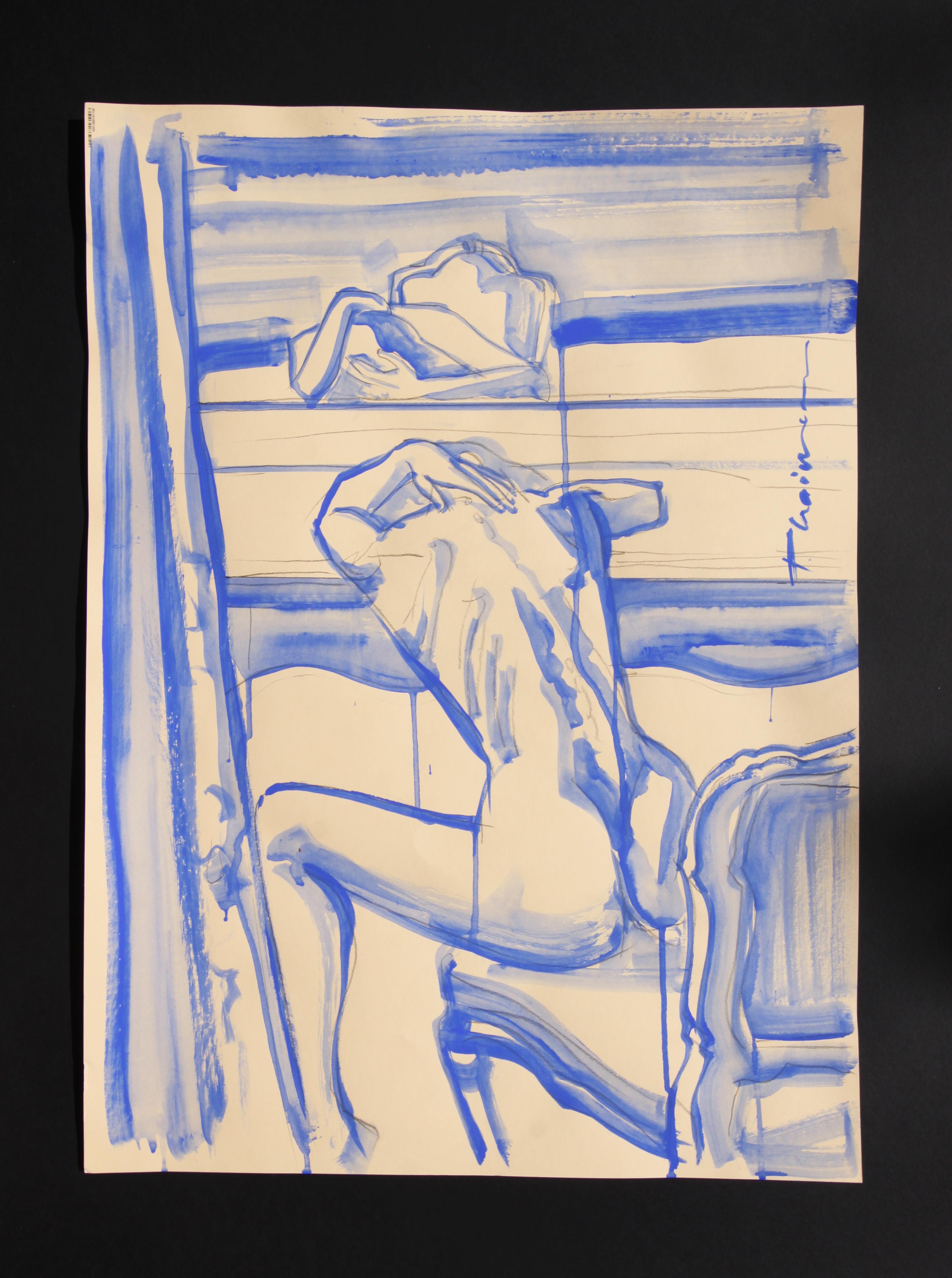 NIGHT BLUES –  Weiblicher Akt original einzigartige Kunst  Paula Craioveanu im Angebot 1
