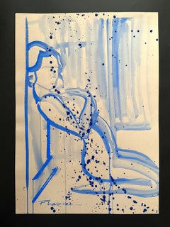 Desiderio - nudo femminile blu originale di Paula Craioveanu ispirato a Matisse