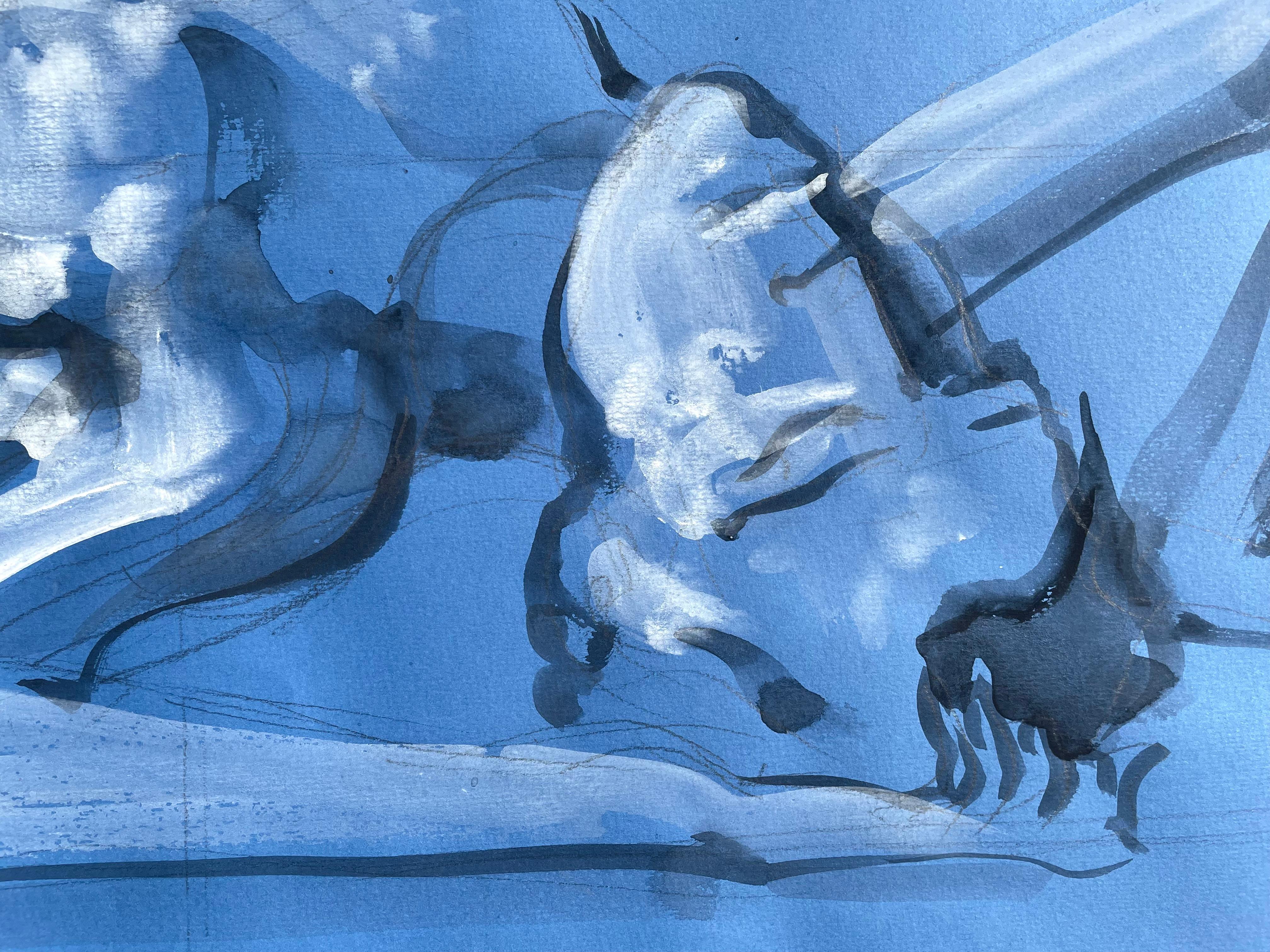 BLUE SUN arte originale Paula Craioveanu Nudo ispirato da Matisse in vendita 2