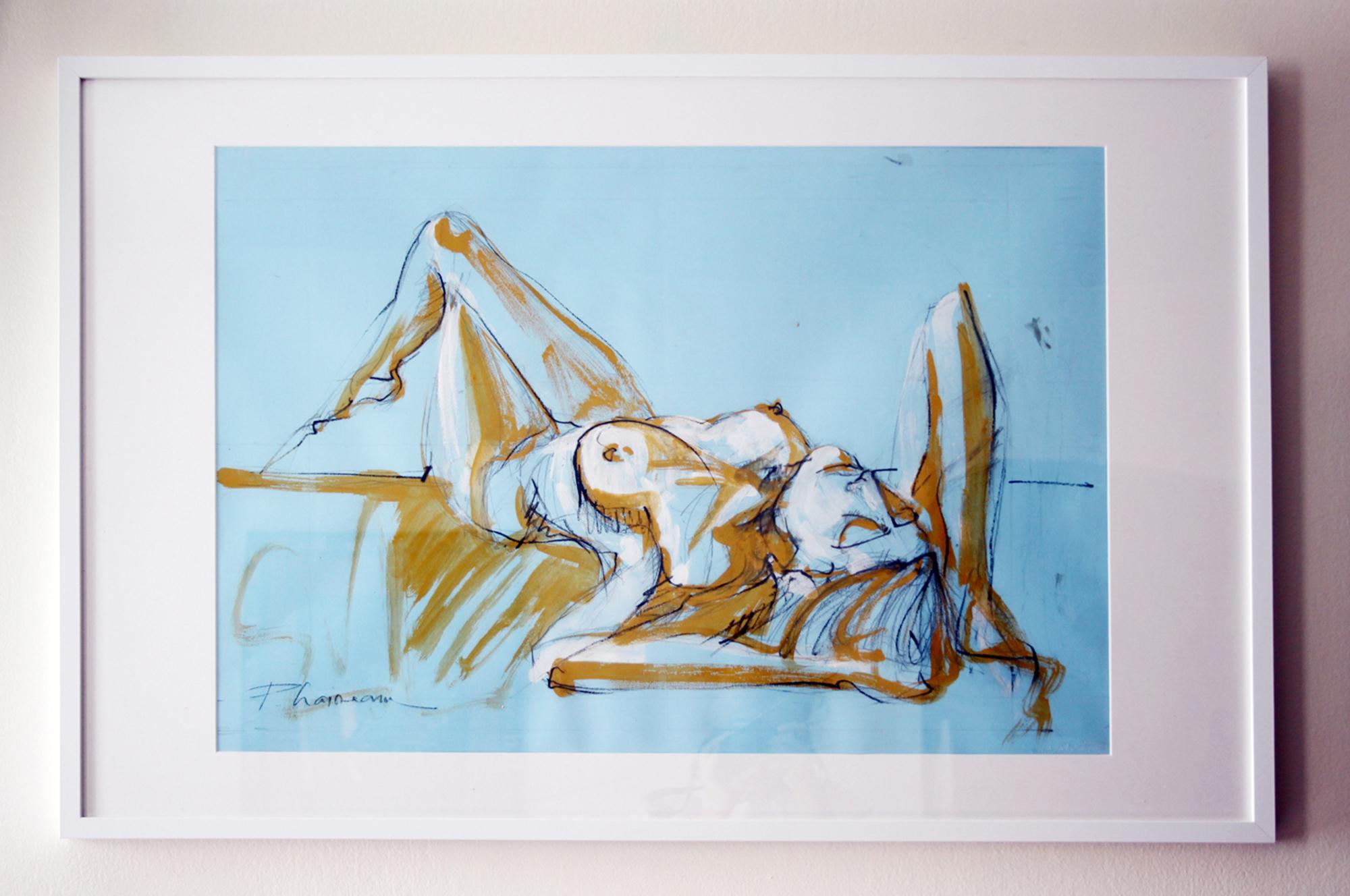 ON THE BEACH arte originale Paula Craioveanu Nudo femminile FRAMMATO