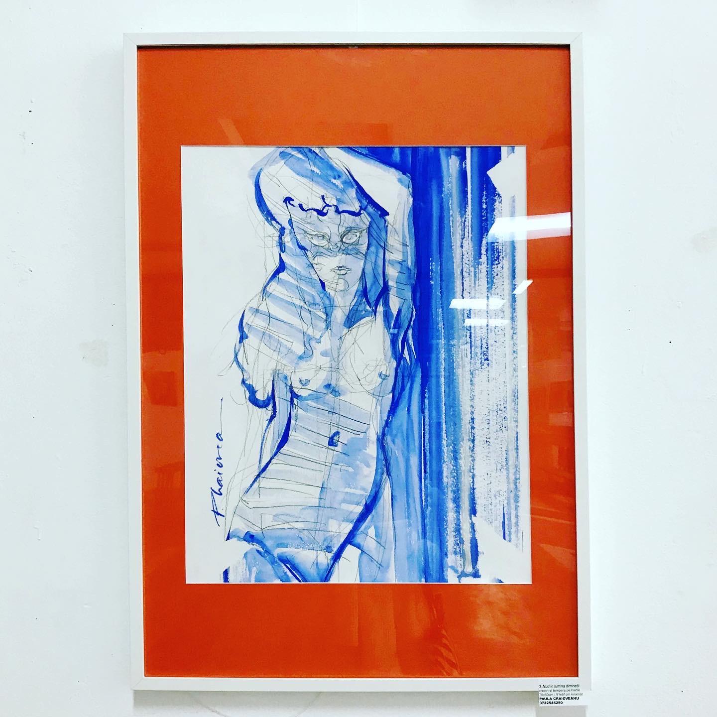 Masque bleu nu féminin original de Paula Craioveanu inspiré par Matisse en vente 3