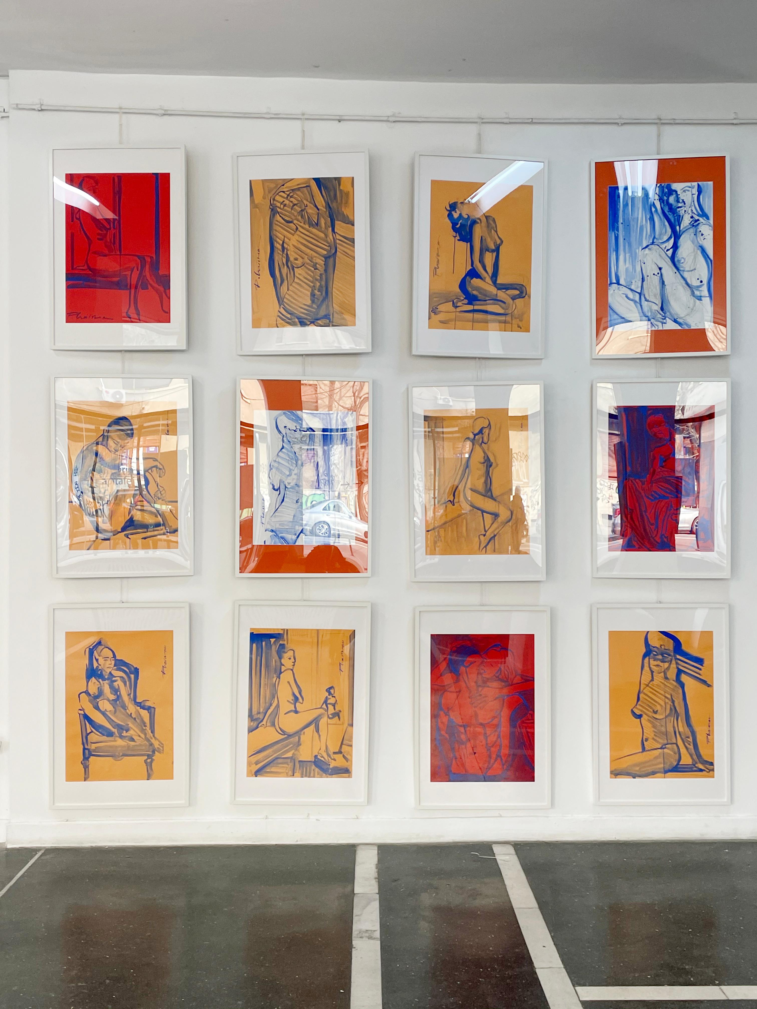 Masque bleu nu féminin original de Paula Craioveanu inspiré par Matisse en vente 5