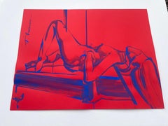 BLESSED desnudo azul ultramarino original de Paula Craioveanu inspirado en Matisse