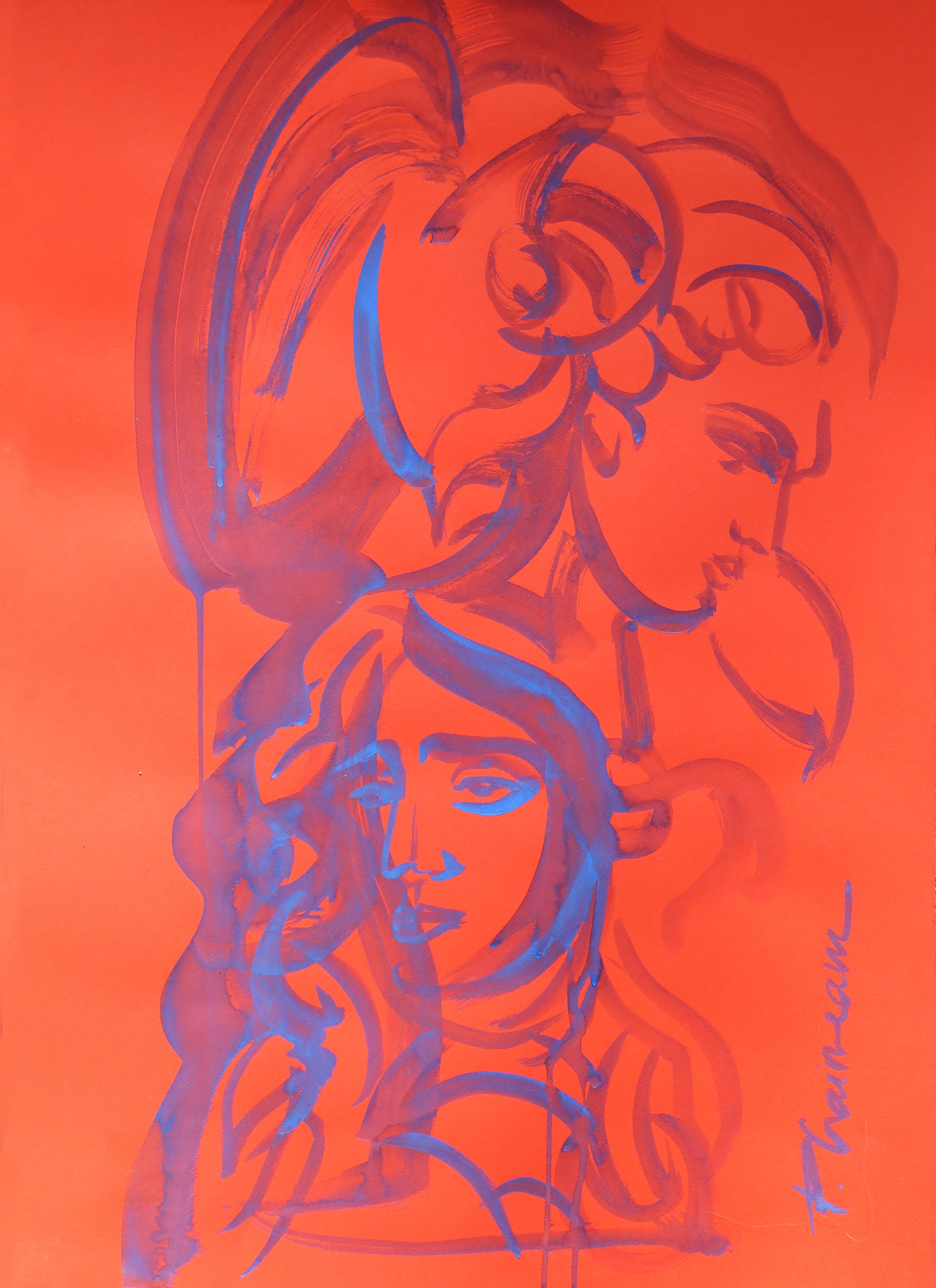 Medusa and Perseus part of my  Neo Mythology series.
Shipped rolled in a tube, well packed, from Europe, by DHL to the US and by EMS to Europe and rest of the world.

Medusa and Perseus is part of my ongoing series Neo Mythology, an exploration of