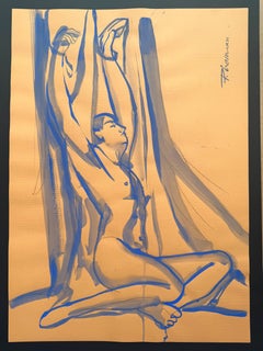 Lost in Love männlicher Akt ultramarinblau tempera Paula Craioveanu in Florida