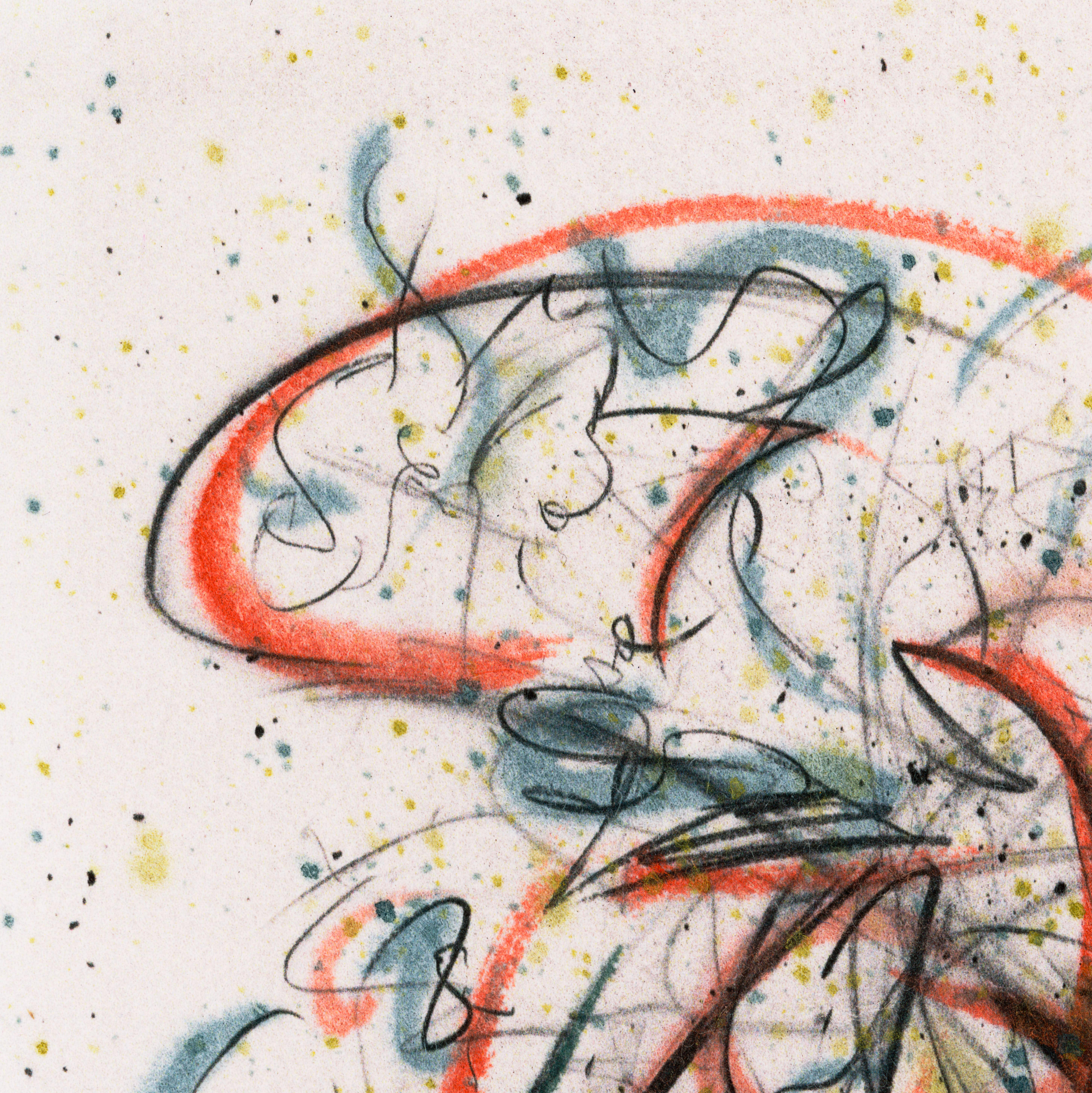 Conversation - expression abstraite au fusain et à l'aquarelle, édition 2 de 15 - Art de Ugne Pouwell
