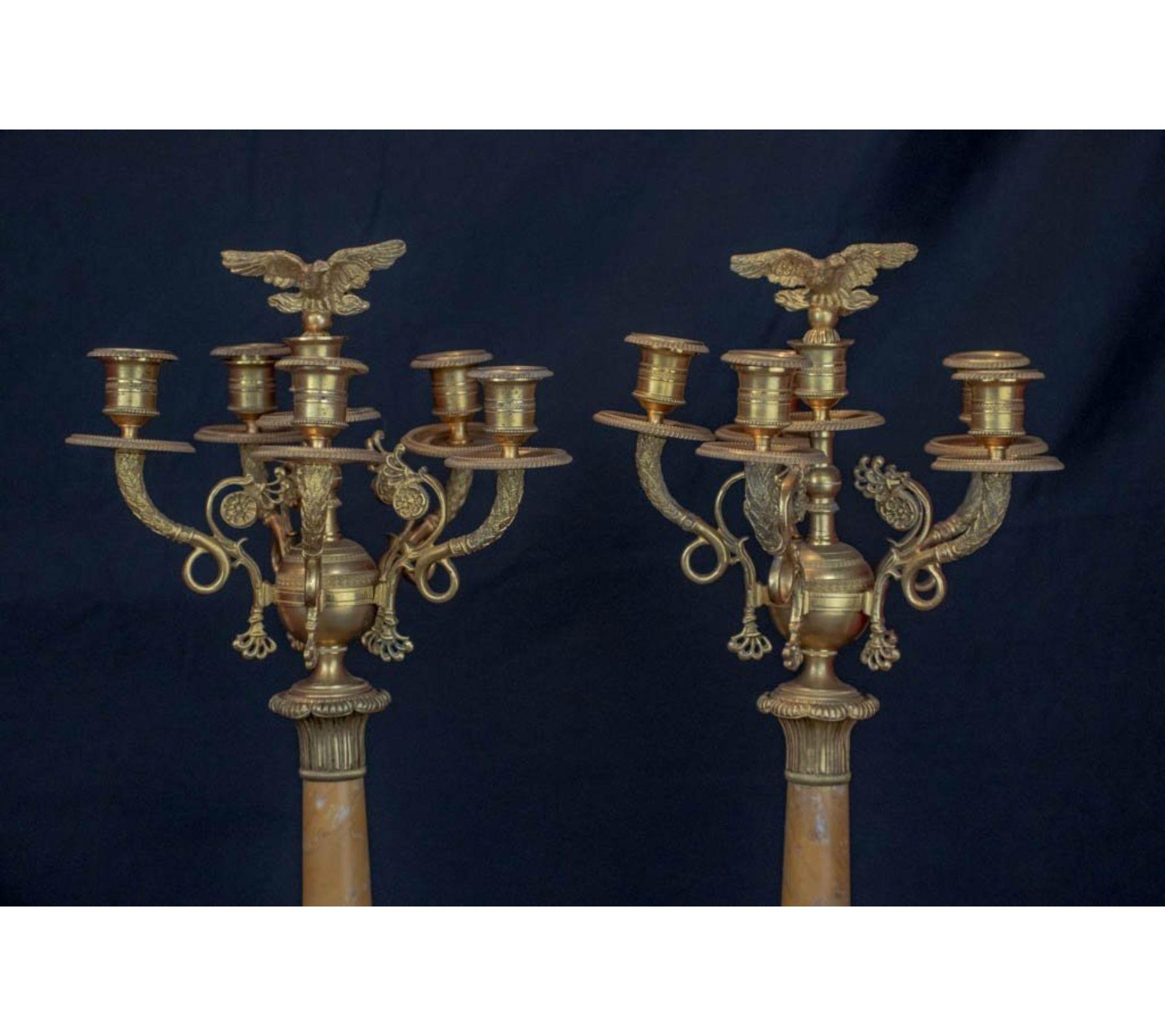 Pair Of Candelabras With Eagle Head Restoration Period - Art by Unknown