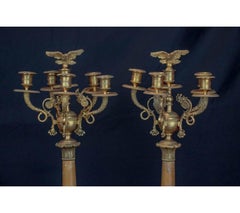 Pair Of Candelabras With Eagle Head Restoration Period