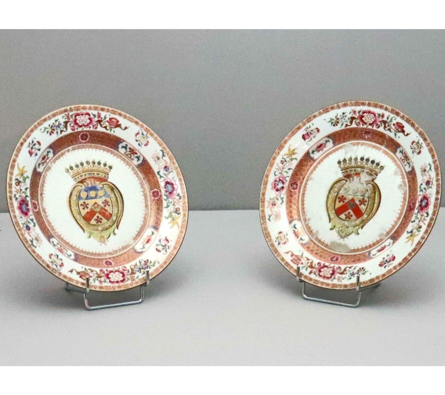 Rare Pair Of Chinese Porcelain Plates For The India Company Eighteenth Time