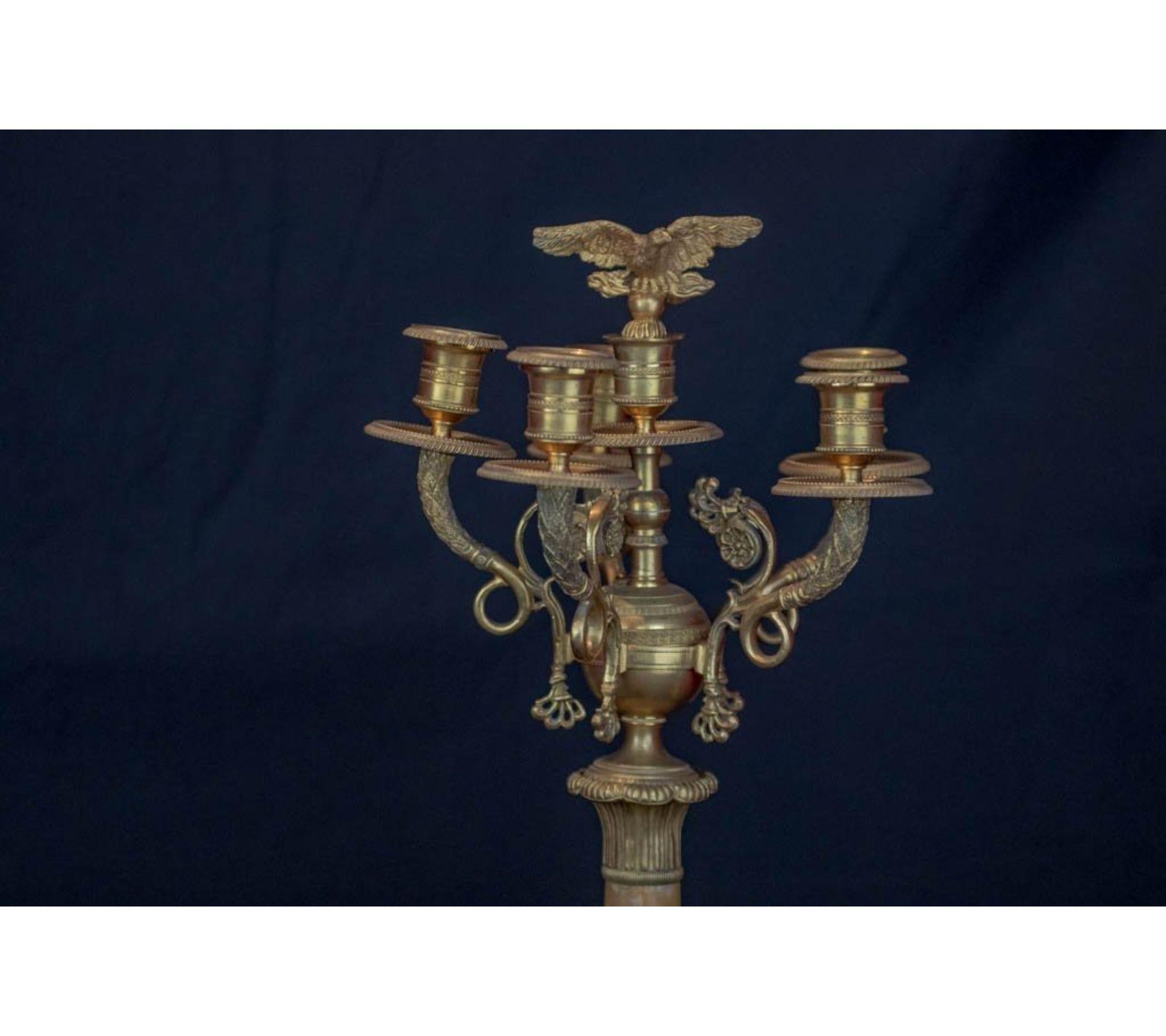 Pair Of Candelabras With Eagle Head Restoration Period For Sale 1