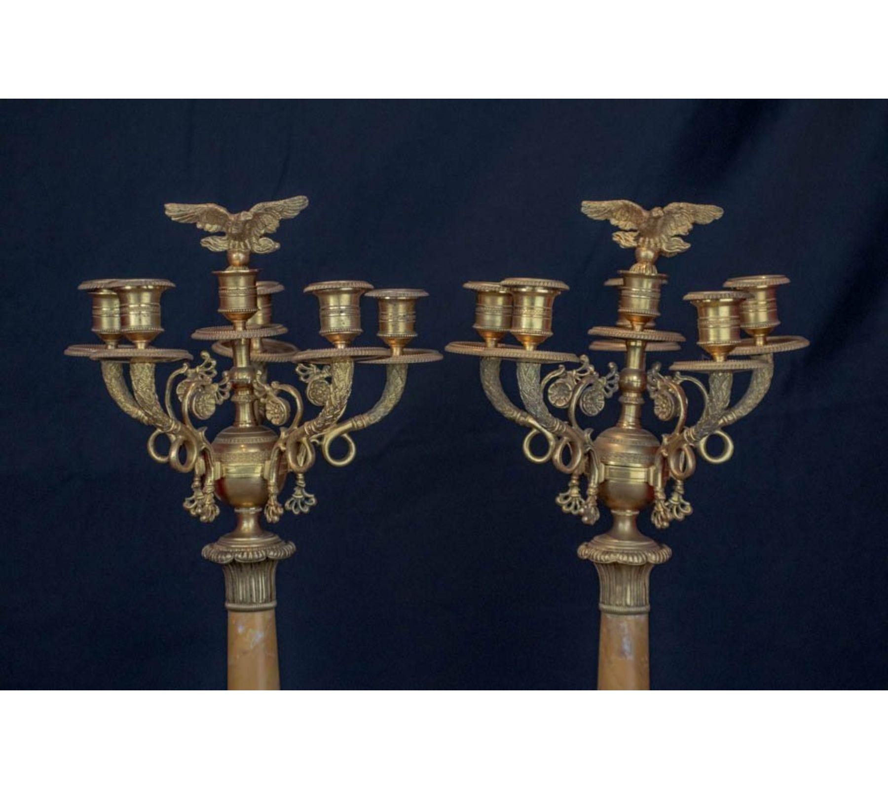Pair Of Candelabras With Eagle Head Restoration Period For Sale 2
