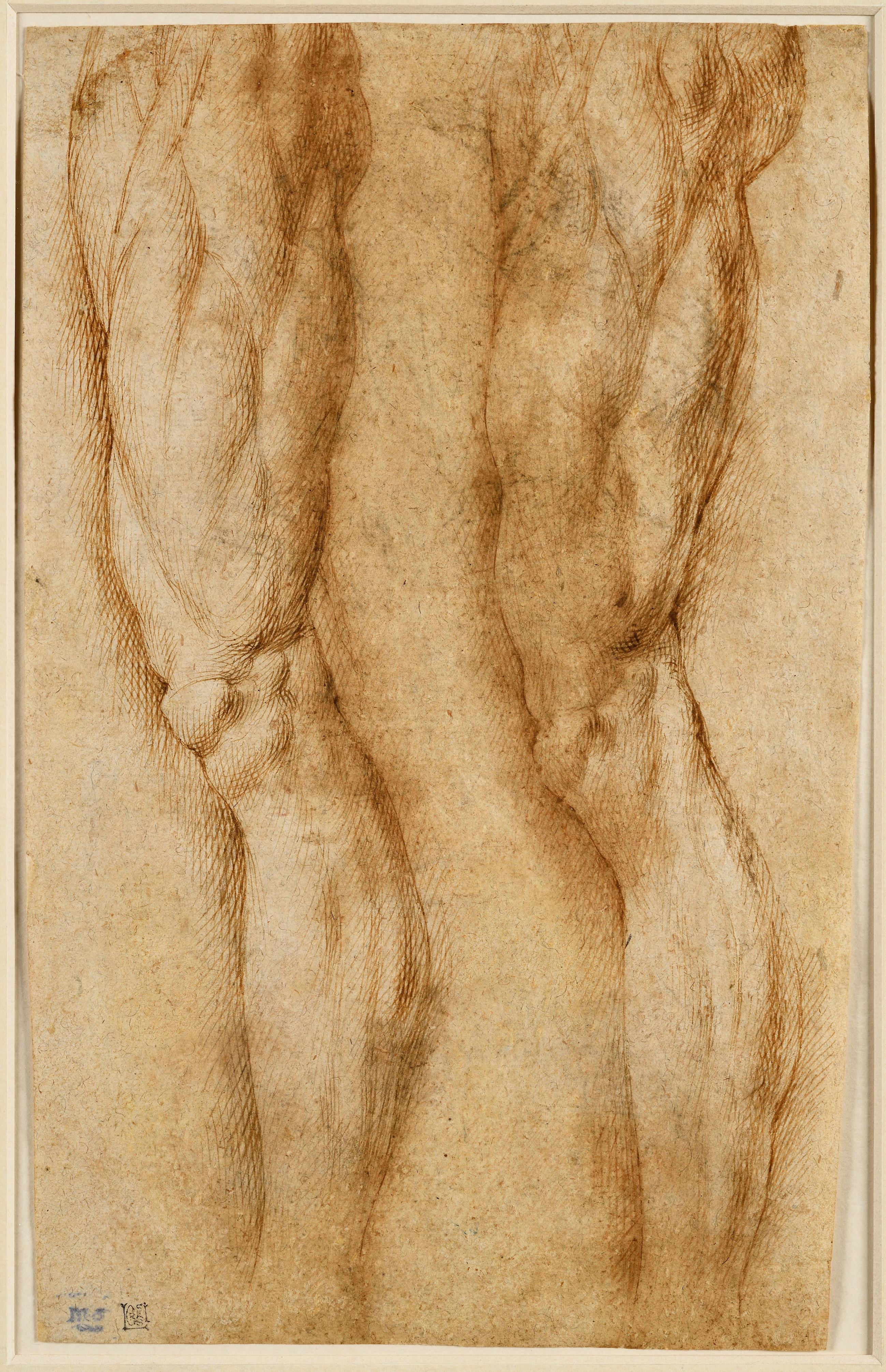 BARTOLOMEO PASSAROTTI
(Bologna 1529 - 1592)
Study of two legs

Pen and brown ink, over black chalk

34,5 x 21,5 cm
Bears lower left the collector mark of Maurice Marignane (L. 1872) and the collector mark of Luigi Grassi (L.