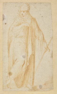 Antique Draped Woman Holding A Branch