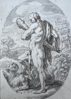Hércules venciendo a una drakaina (mitad mujer, mitad serpiente)