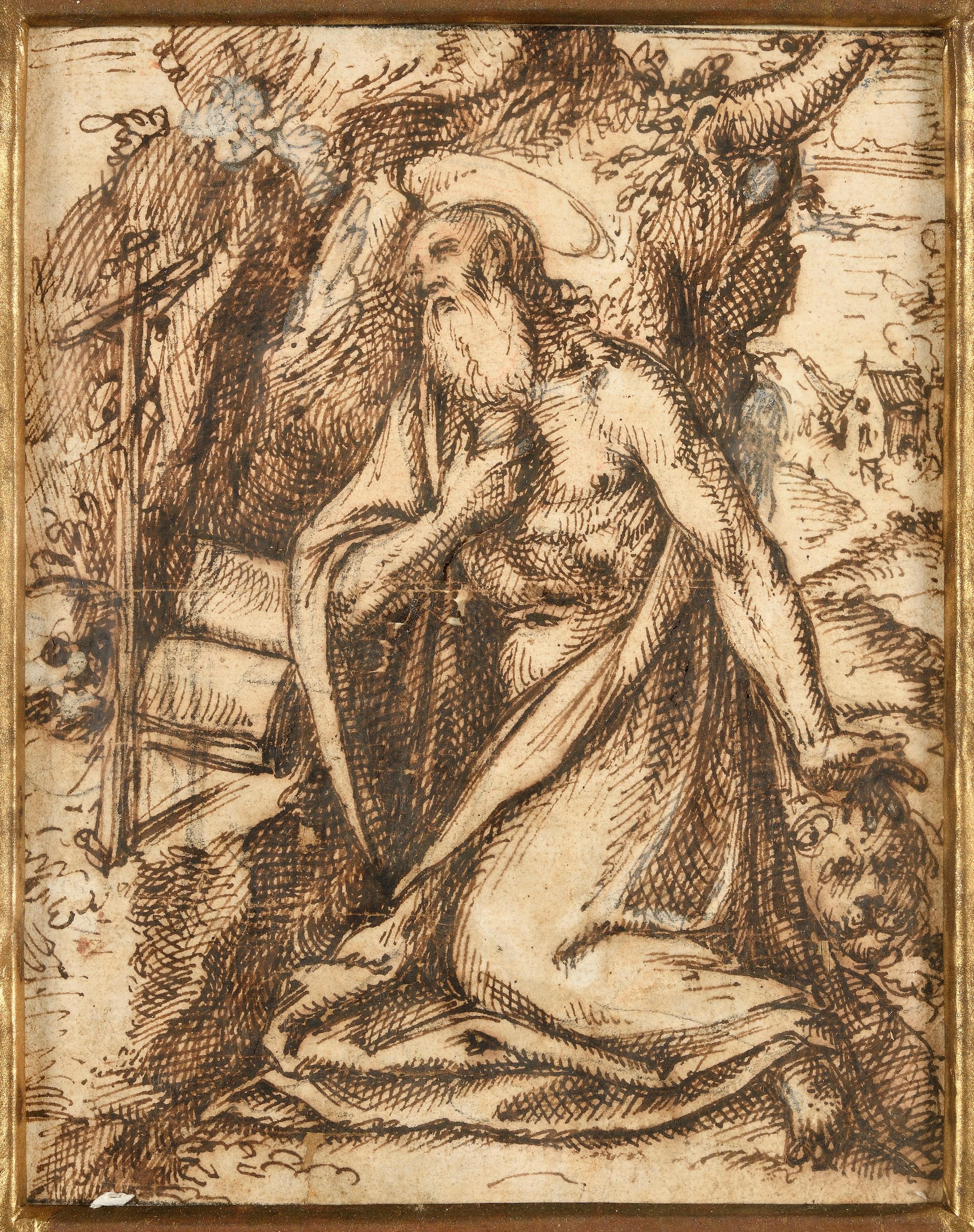 San Girolamo in preghiera, con un paesaggio sullo sfondo