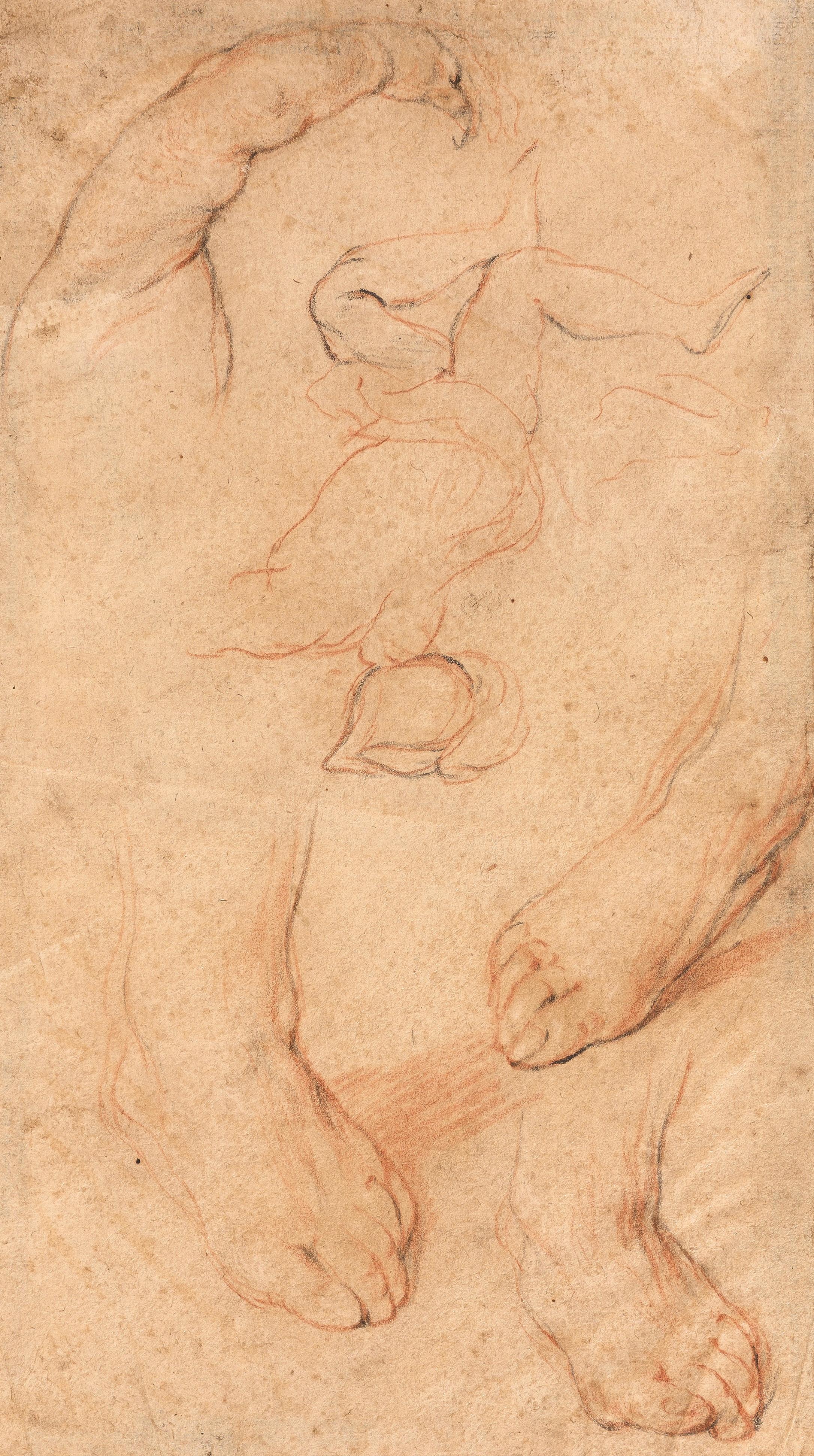 Estudio de los pies y boceto de una figura